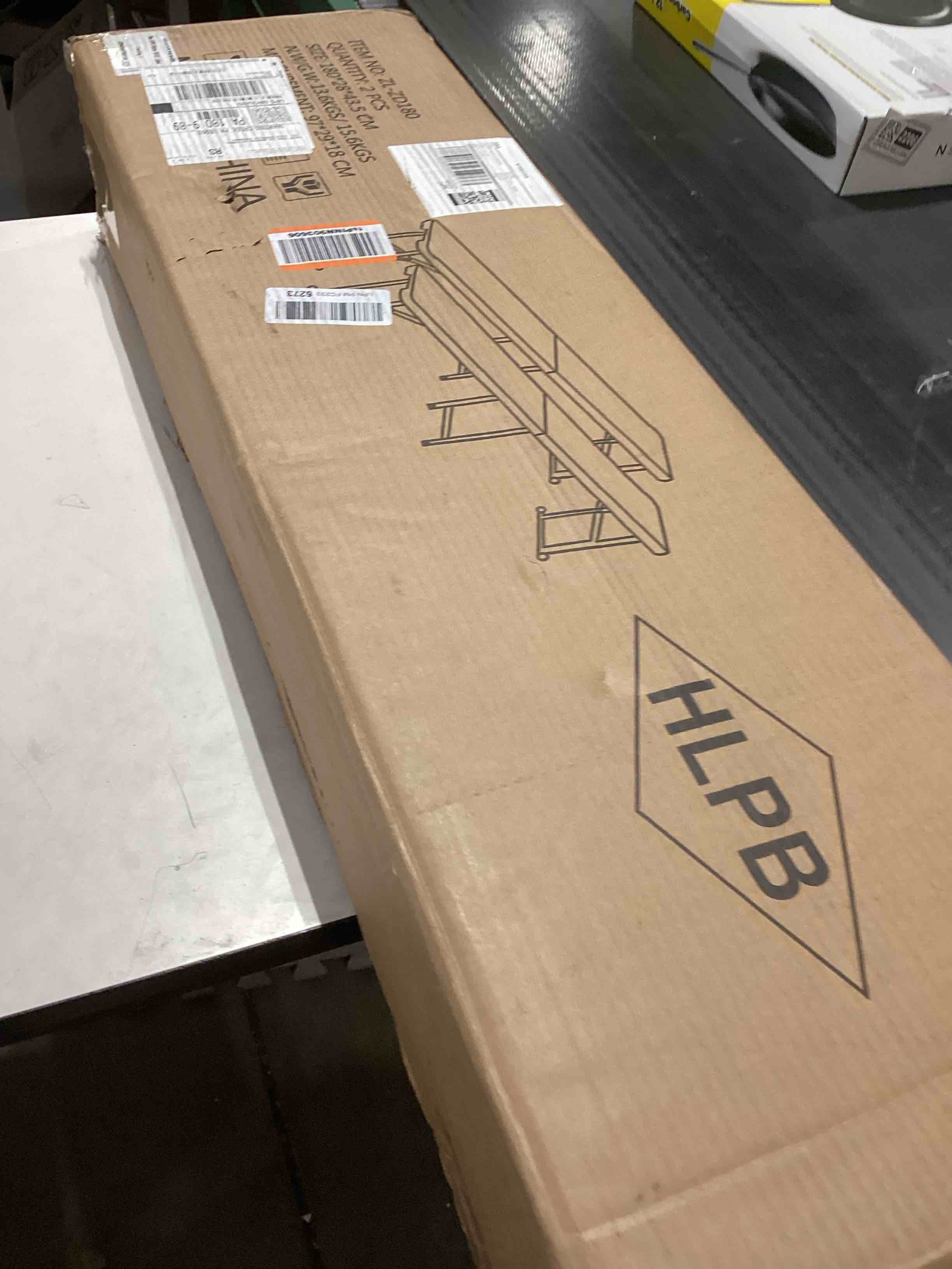 Condition photo showing As Is for HLPB Folding Bench 6 ft, Foldable Plastic Bench with Handle and Smooth HDPE Tabletop, Protable in/Outdoor Picnic Party Camping Dining Seat, 2 Pack, White