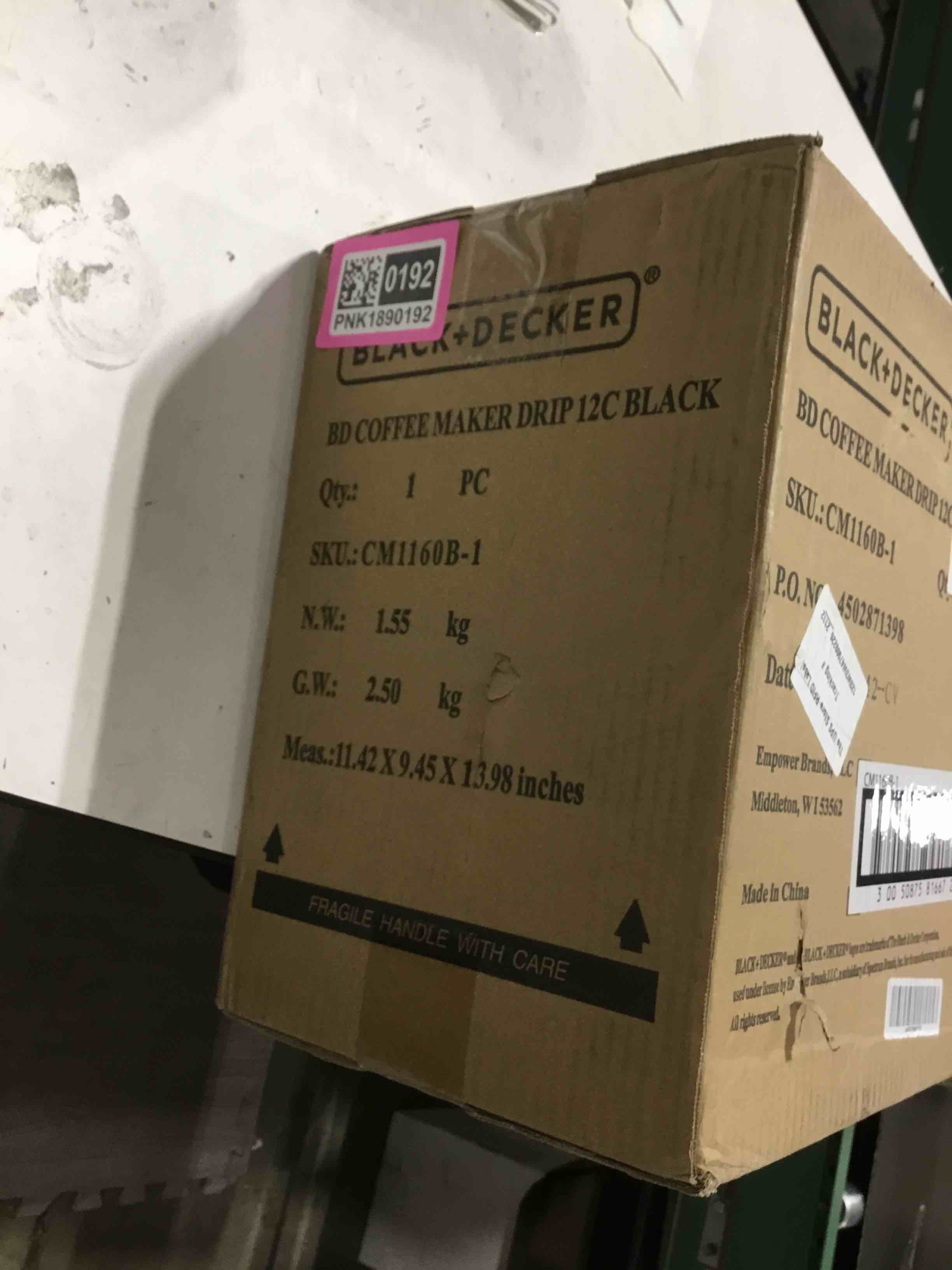 Condition photo showing As Is for BLACK+DECKER 12-Cup Digital Coffee Maker, Programmable, Washable Basket Filter, Sneak-A-Cup, Auto Brew, Water Window, Keep Hot Plate, Black Black Hot Brew