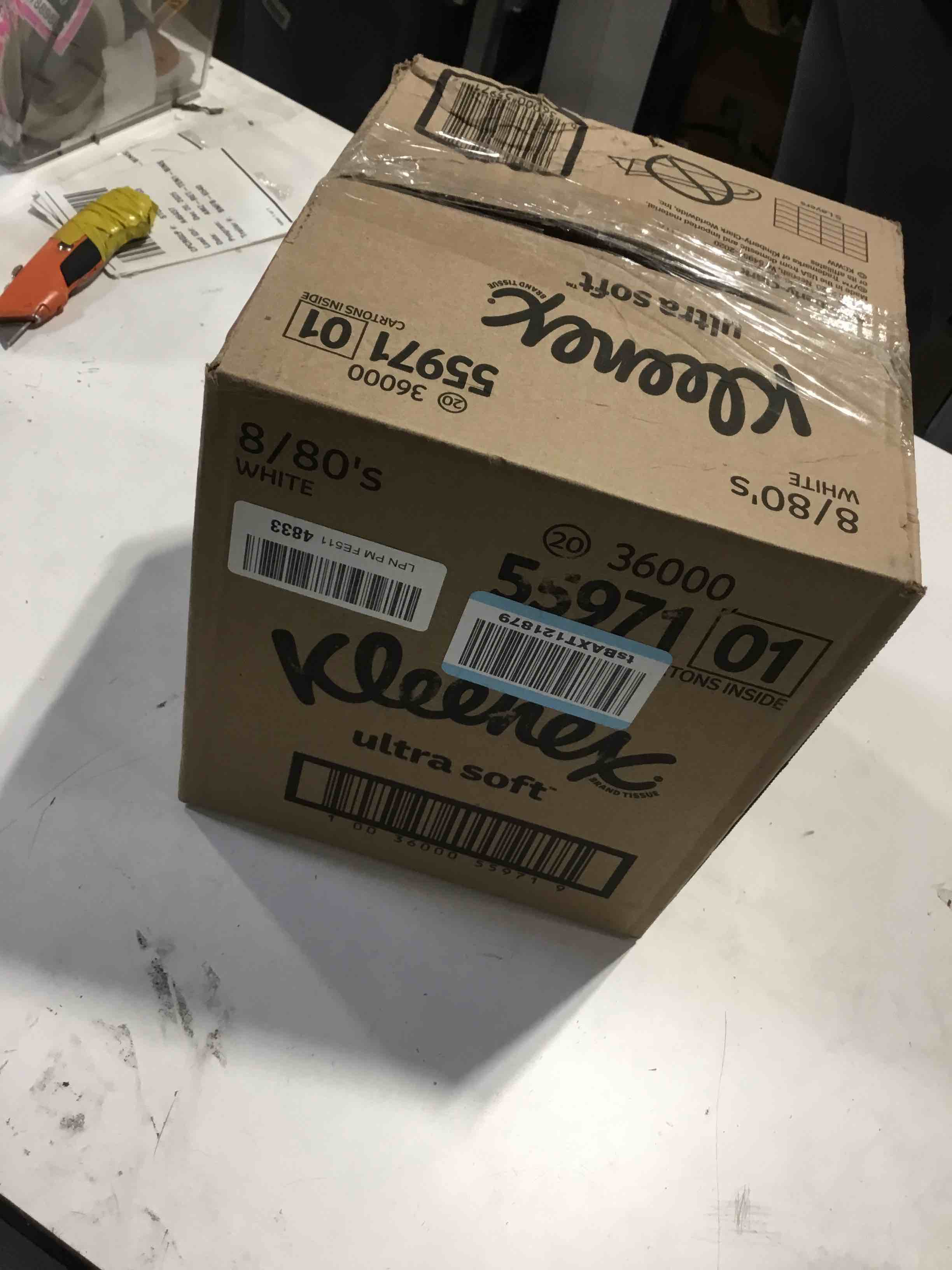 Condition photo showing Good Condition for Kleenex Ultra Soft Facial Tissues, 8 Cube Boxes, 80 Tissues per Box, 3-Ply, Packaging May Vary White 80 Tissues (Pack of 8)