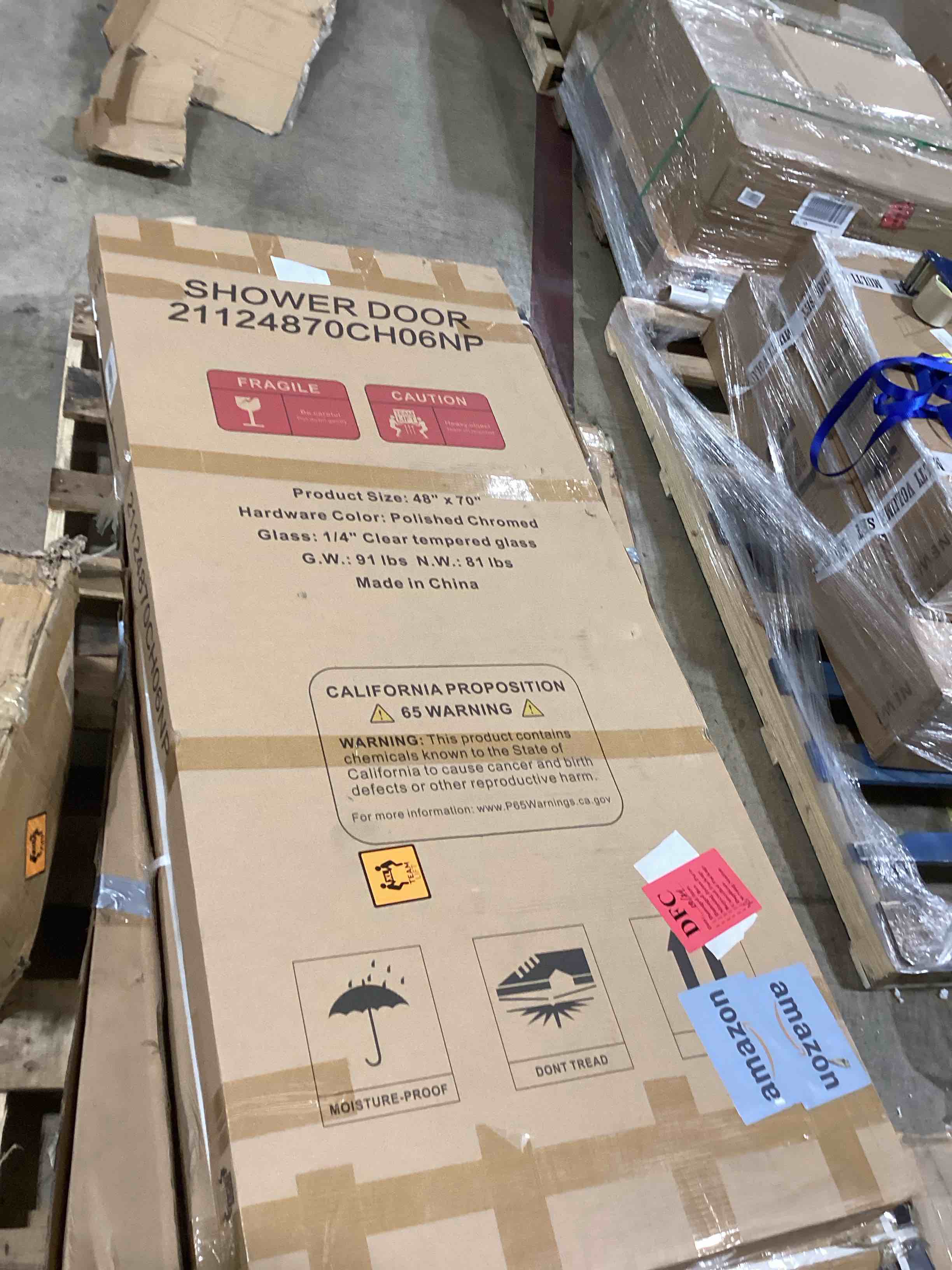 Shower Door Glass Tempered clear 1/4”