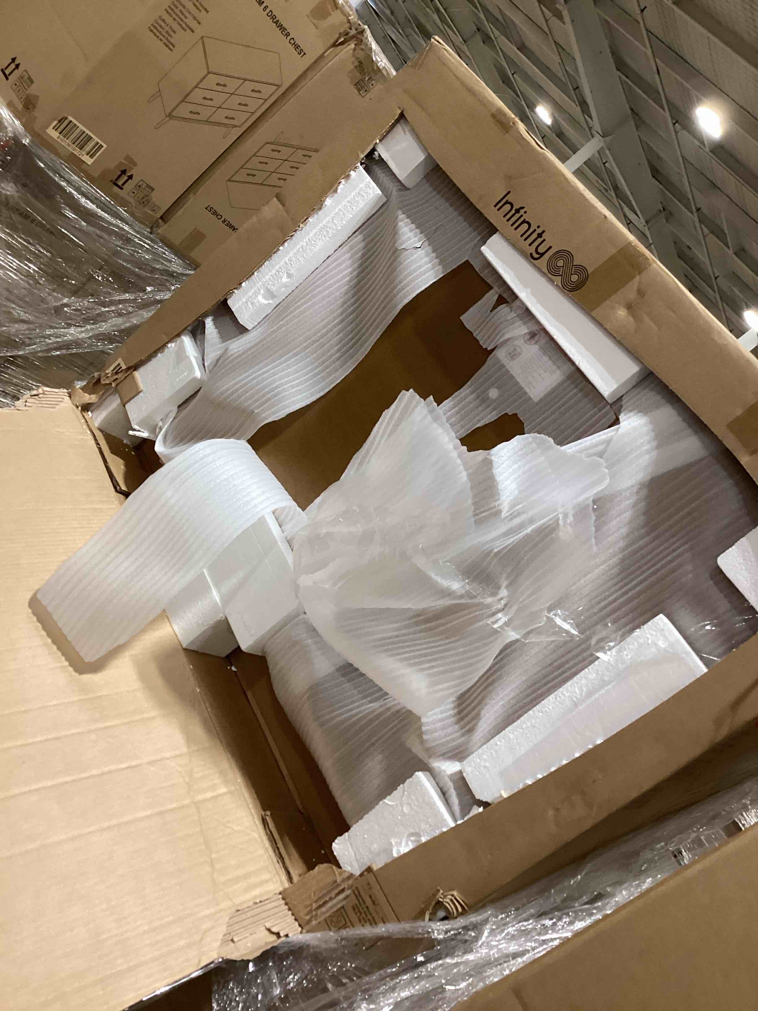 BOLUO Wide White Dresser for Bedroom 6 Drawer,Dresser TV Stand for 60" TV Dressers & Chests of Drawers Fabric Dresser for Closet Modern