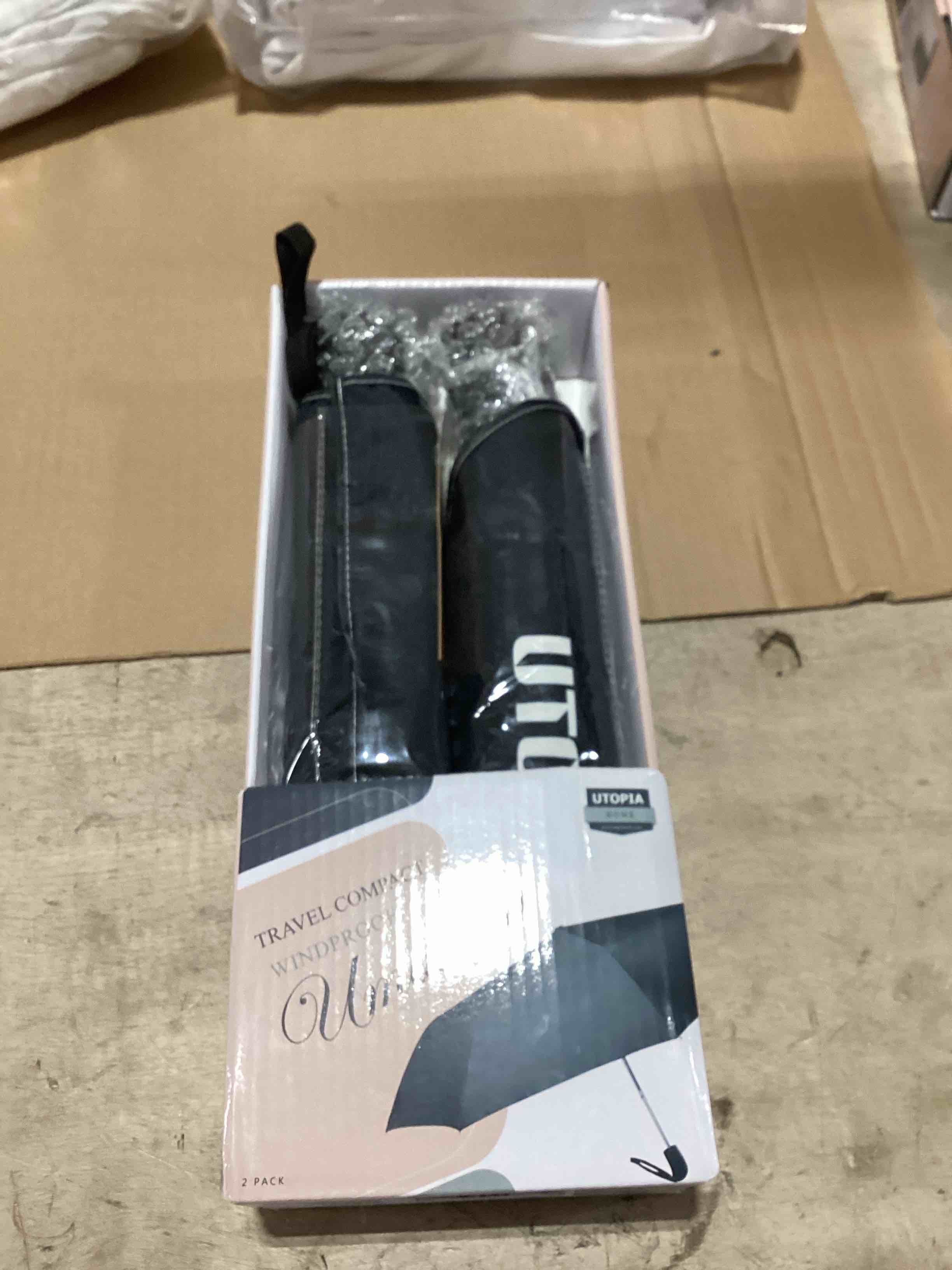 Condition photo showing New/Like New for TradMall 2 Pack Travel Umbrella, Double Vented Canopy Windproof Automatic Strong Compact Folding Umbrellas for Rain Women and Men