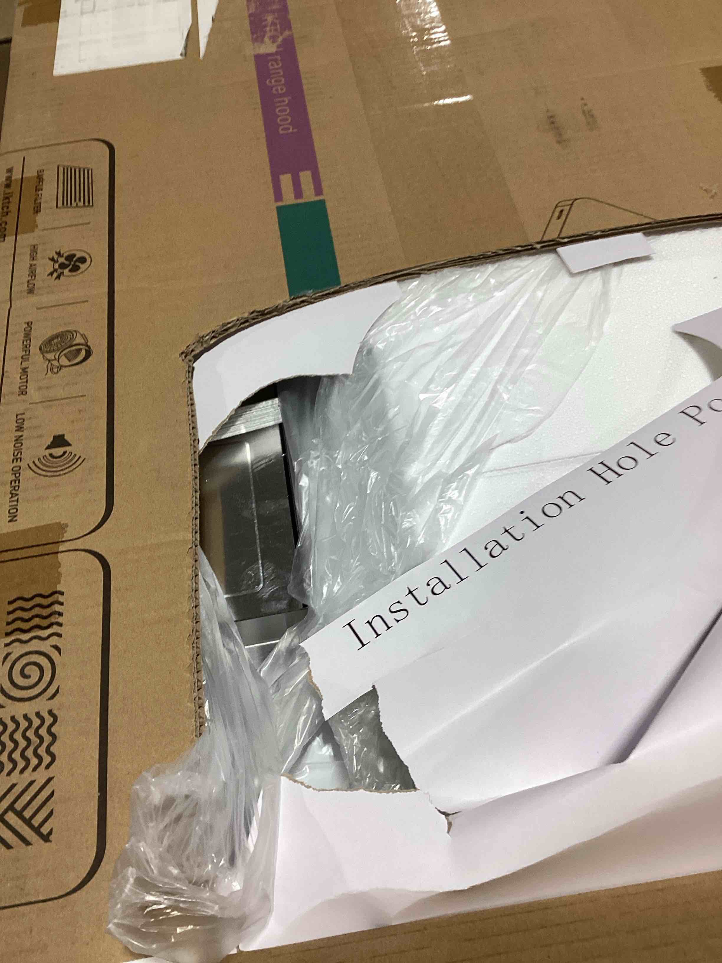 Condition photo showing As Is for IKTCH 36 Inch Under Cabinet Range Hood with 900-CFM, 4 Speed Gesture Sensing&Touch Control Panel, St