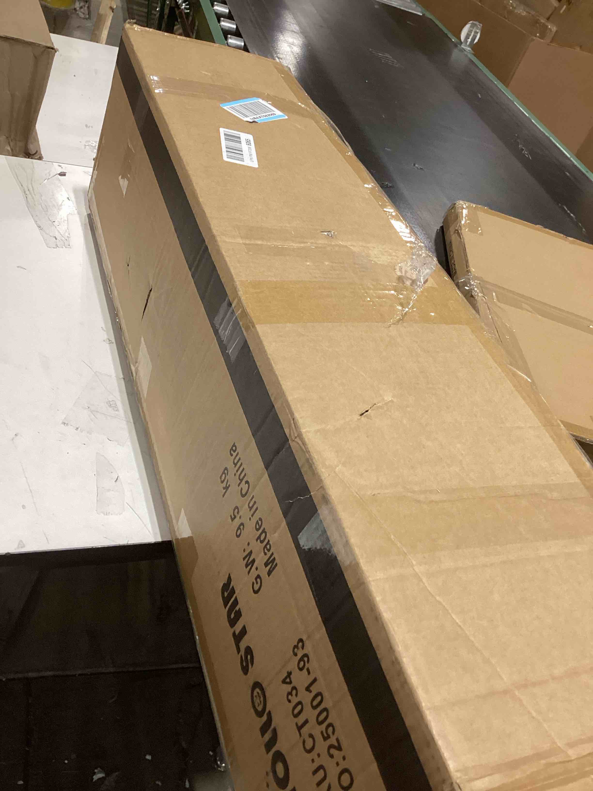 Condition photo showing As Is for HOLLO STAR 7.5 ft Prelit Christmas Tree with 351 LED Lights, App Control, Artificial Pencil Christmas Tree with Multi-Color RGBW Lights, 1053 Branch Tips, Skinny, Metal Base, for Home, Party 7ft 6in