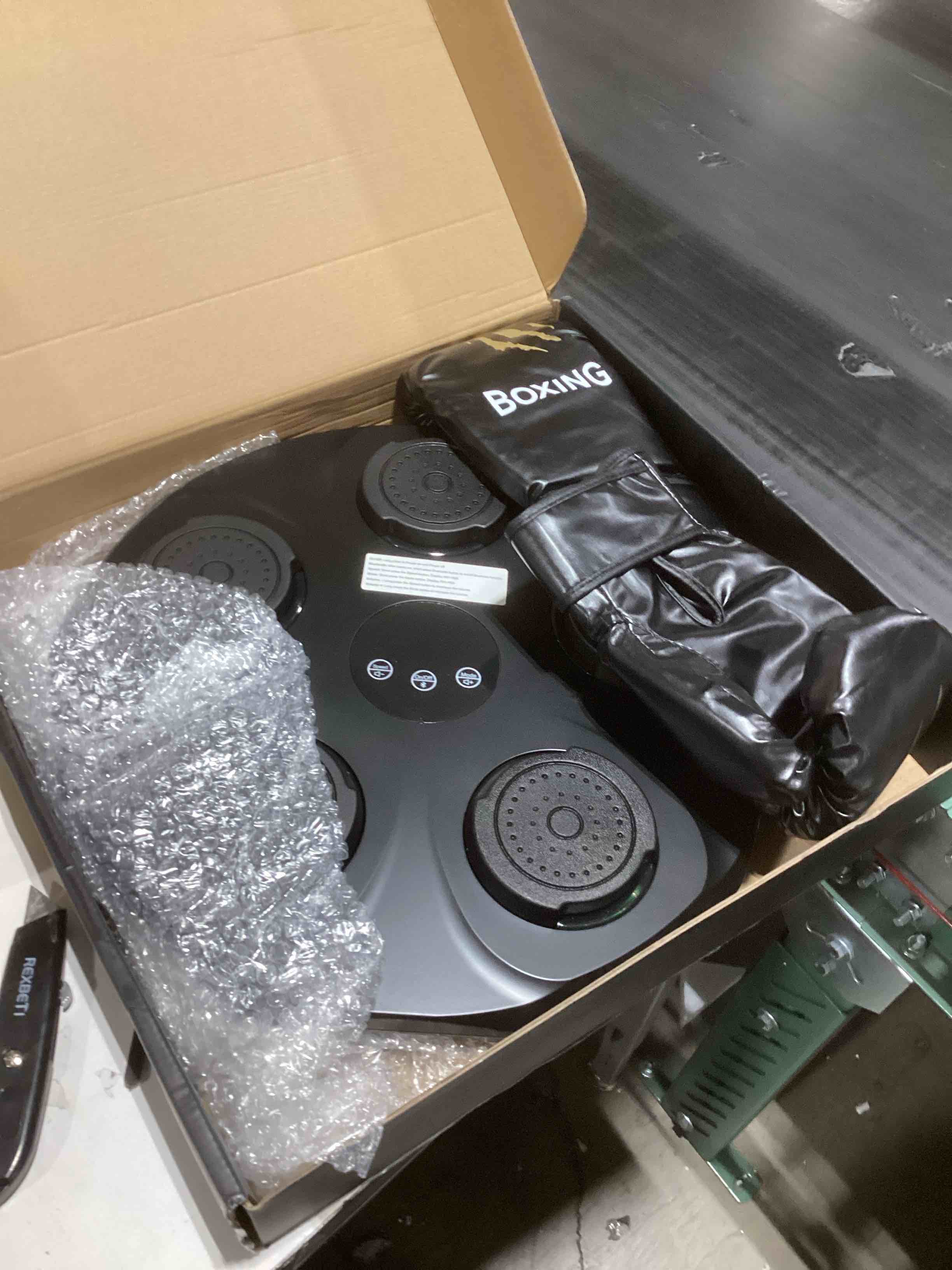 Condition photo showing As Is for Music Boxing Machine, Music Punching Trainer with Boxing Gloves, Wall Mounted Electronic Workout Punching Machine for Kids Adult