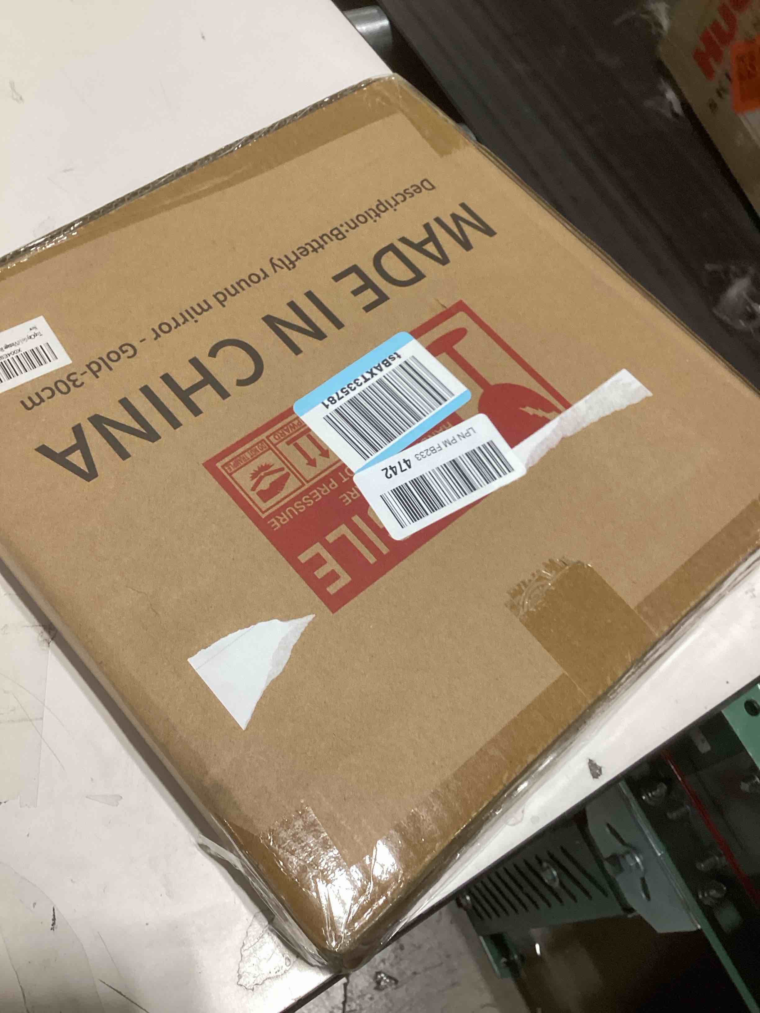 Condition photo showing As Is for Vintage Round Mirror Antique Gold Vanity Mirrors 12inch Metal Ornate Circle Wall Mirror, Baroque Home Decor for Dressing Table, Bedroom Gold 12.4"L x 11.8"W