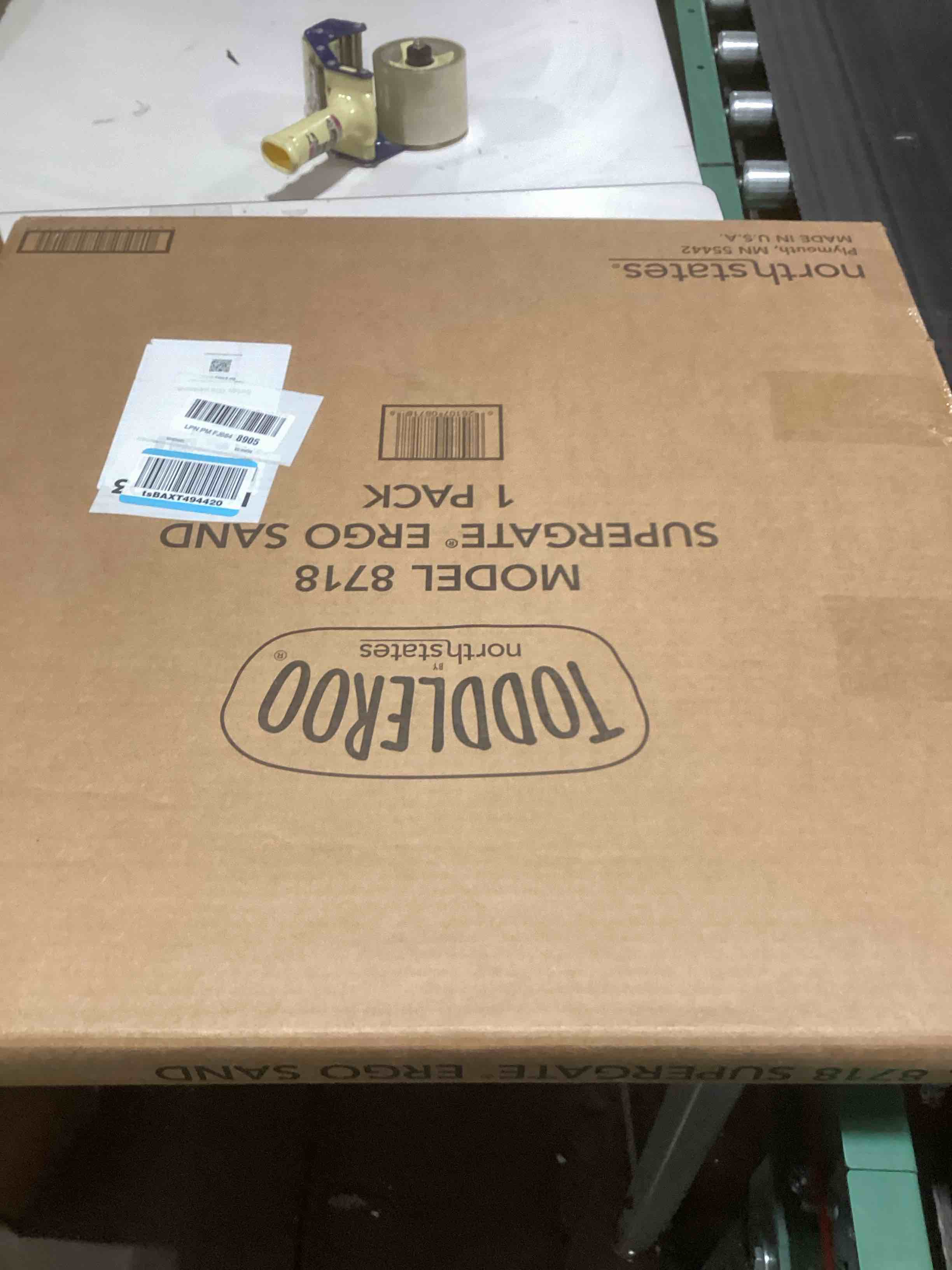 Condition photo showing As Is for Toddleroo by North States 42” Wide Supergate Ergo Baby Gate, Made in USA: For Doorways or stairways. Includes Wall Cups. Pressure or Hardware Mount. 26” - 42” Wide (26" Tall, Sand) (B01HG7E5R8)