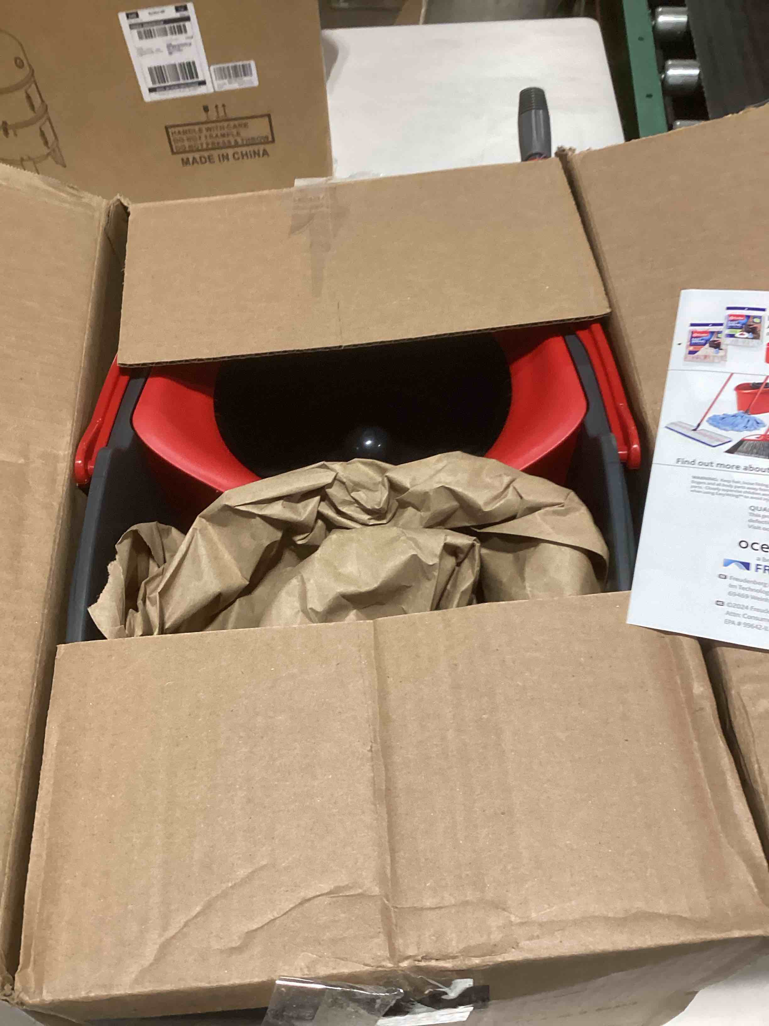 Condition photo showing As Is for O-Cedar EasyWring Microfiber Spin Mop, Bucket Floor Cleaning System, Red, Gray, Standard