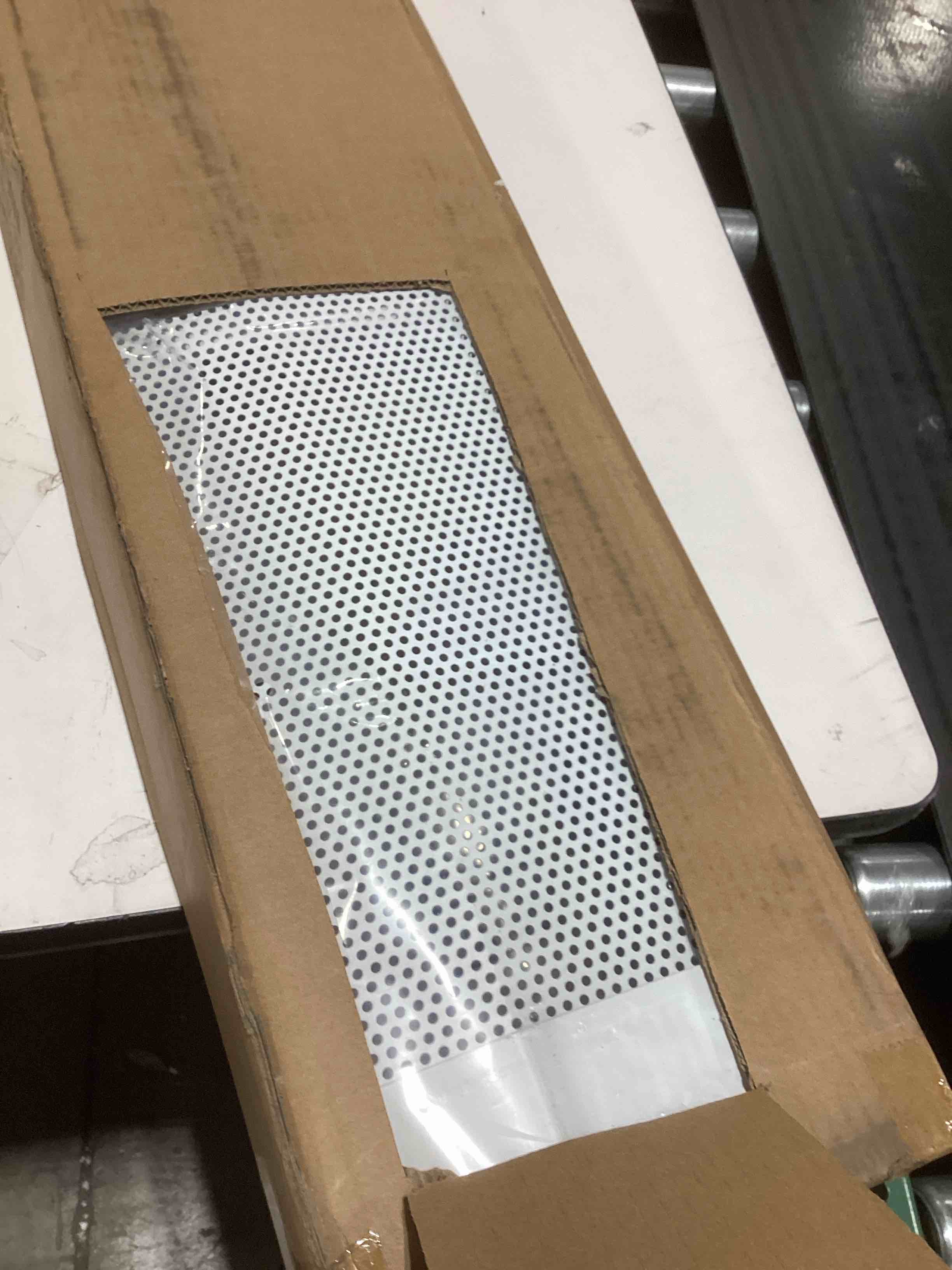 Condition photo showing As Is for 3ft steel easy slip-on baseboard heater cover with end caps for bathroom & hydronic system for repla