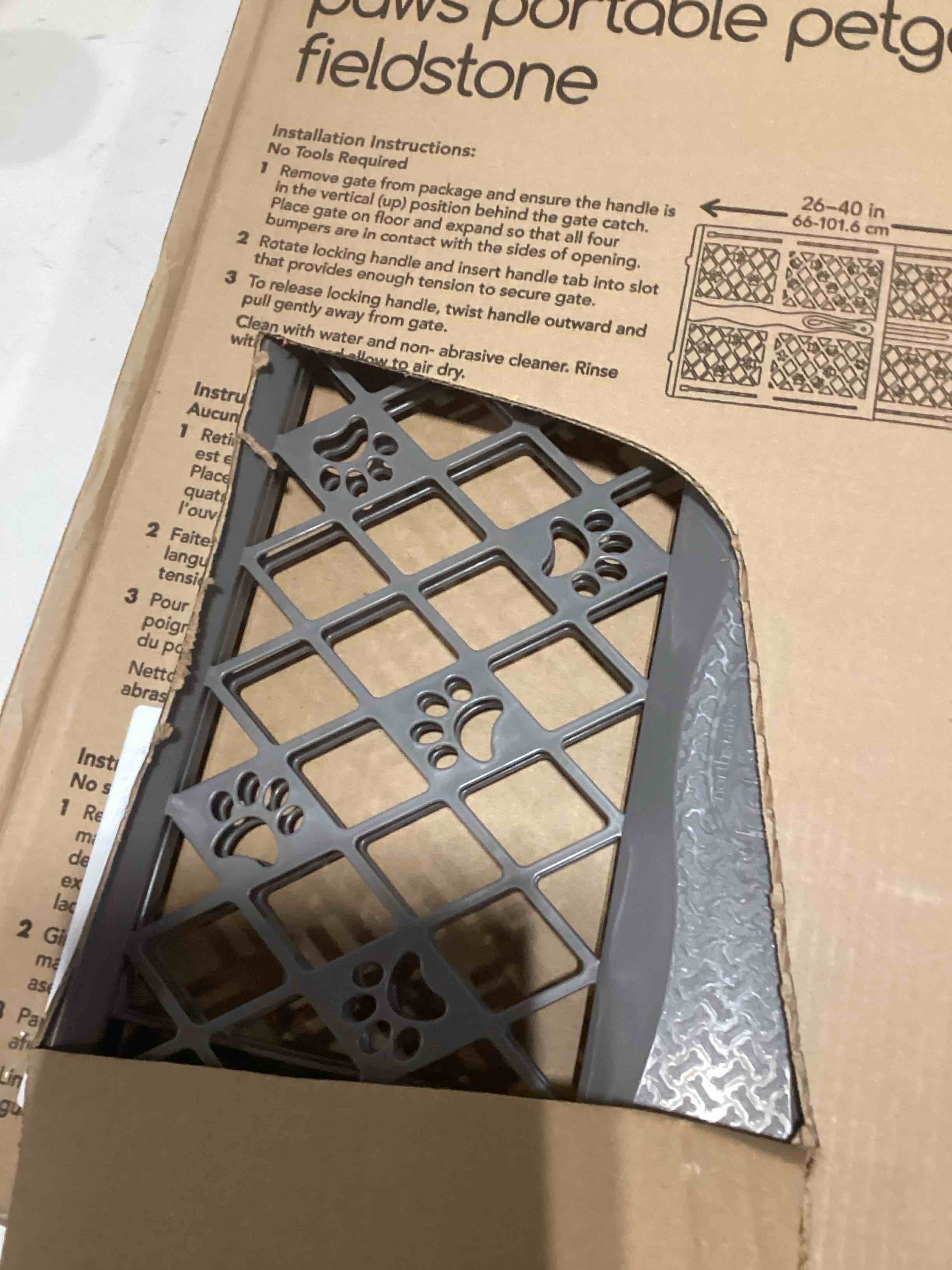 Condition photo showing As Is for MYPET North States Paws Portable Pet Gate: 26-40" Wide. Pressure Mount. No Tools Needed. Made in USA