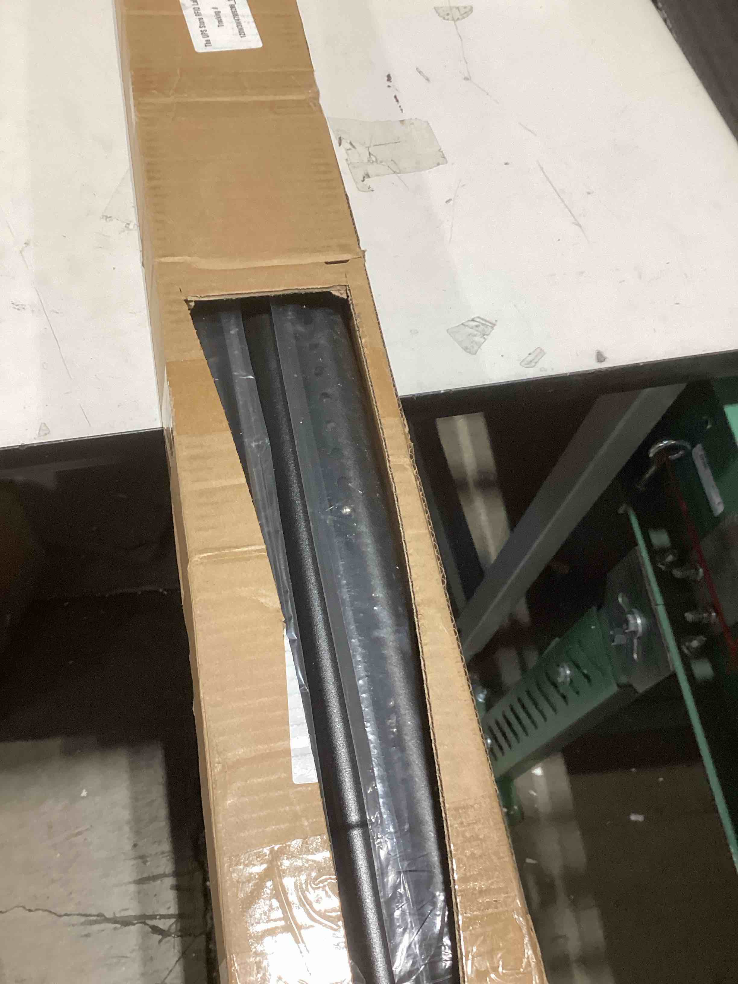 Condition photo showing As Is for Oxdigi Tension Curtain Rods Adjustable Shower Curtain Rod Spring Tension 102.8-122.4 Inches, Curtain