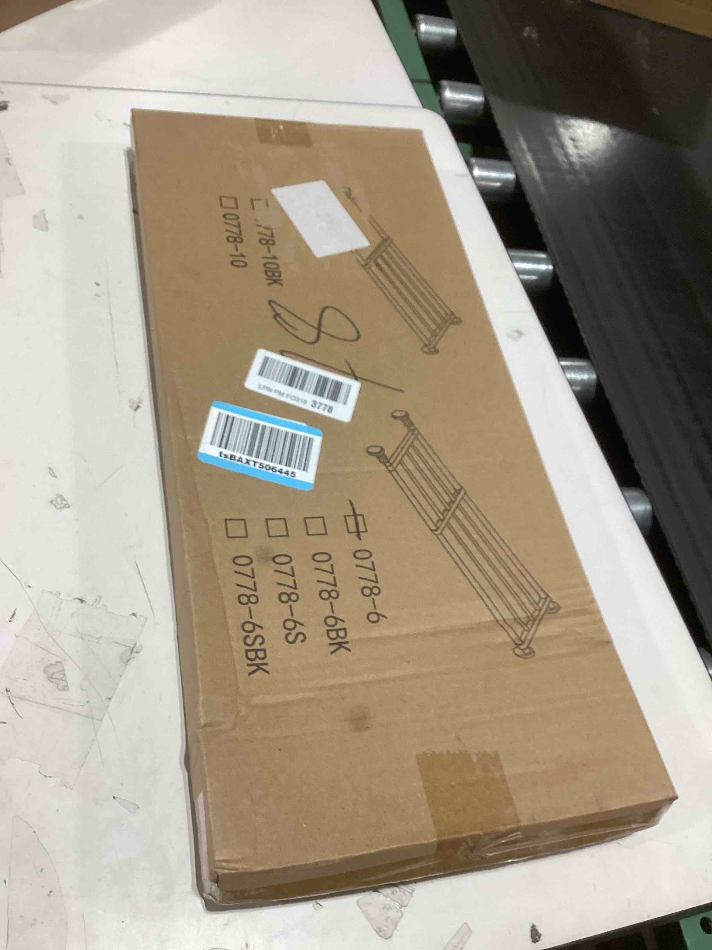 Condition photo showing As Is for Hershii Tension Shelf Expandable Rod Closet System Heavy Duty Clothes Hanger Adjustable DIY Storage Organizer Freestanding Partitions Shoe Rack 23.62 - 31.49 inches Ivory