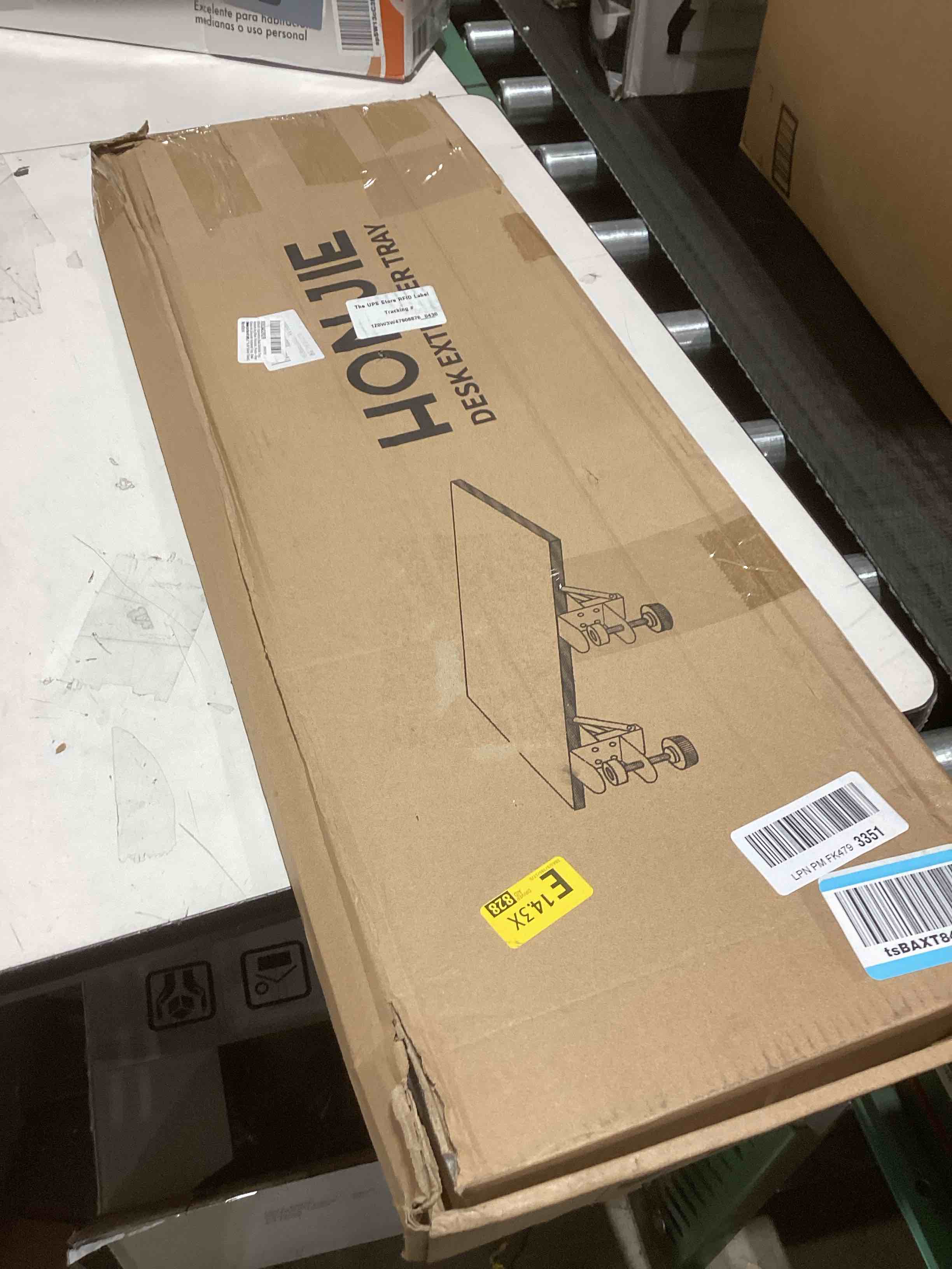 Condition photo showing As Is for HONJIE Ergonomics Desk Extender Tray, Suitable for Office. Foldable, Punch-Free Clamp on.Computer Keyborad Tray, Desk Extension Board (29.53"*9.45"(75cm*24cm), White Carbon Fiber)… White Carbon Fiber 75cm*24cm(29.53"*9.45")