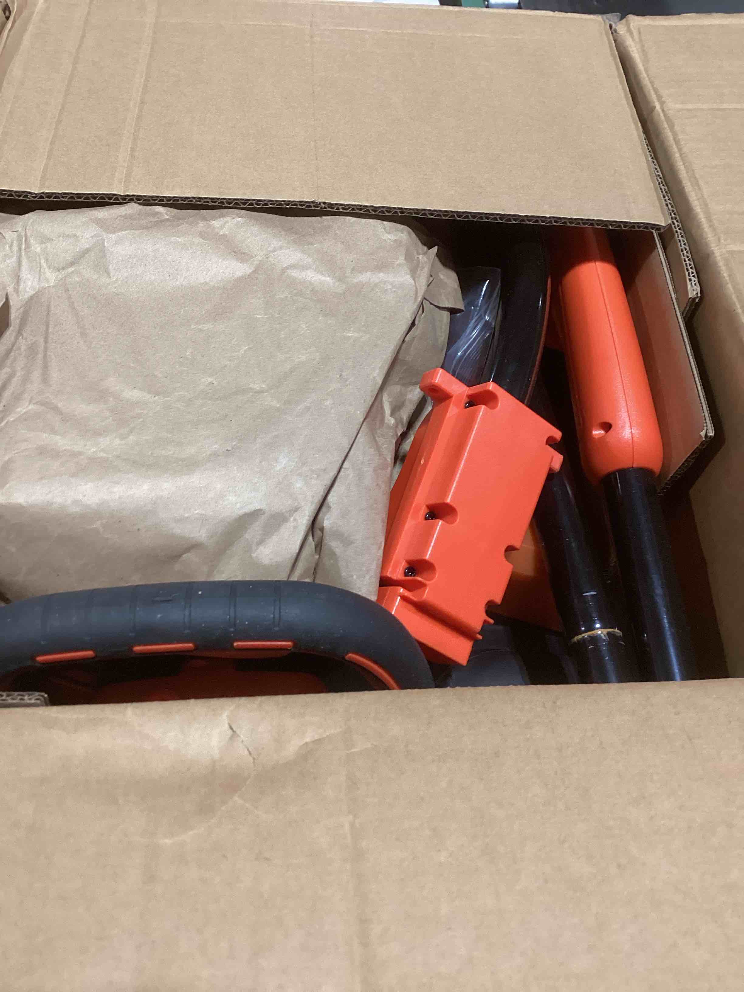 Condition photo showing As Is for VOLTASK Cordless Snow Shovel with Wheels, 48V | 16-Inch | 4-Ah Brushless Cordless Snow Blower, Battery Snow Blower with Directional Plate & LED Lights (2 * 24V Battery & Dual Quick Charger Included)