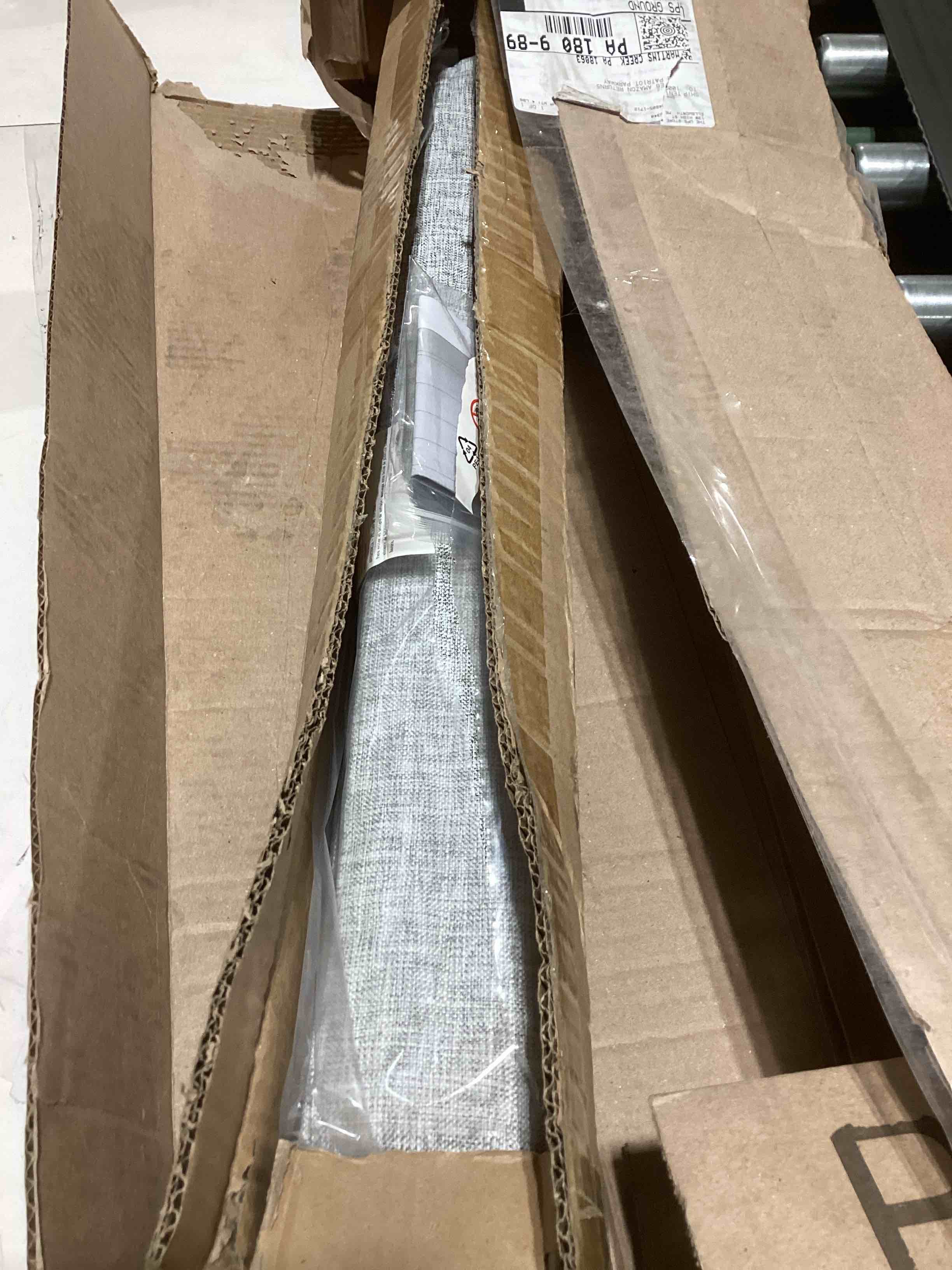 Condition photo showing As Is for LazBlinds No Tools No Drill Cordless Roman Shades for Windows, Blackout Thermal Insulated UV Blocking Window Blinds, Lightweight Fabric Blinds for Indoor Windows, 24" W x 60" H, Blackout - Grey Grey 24" W x 60" H