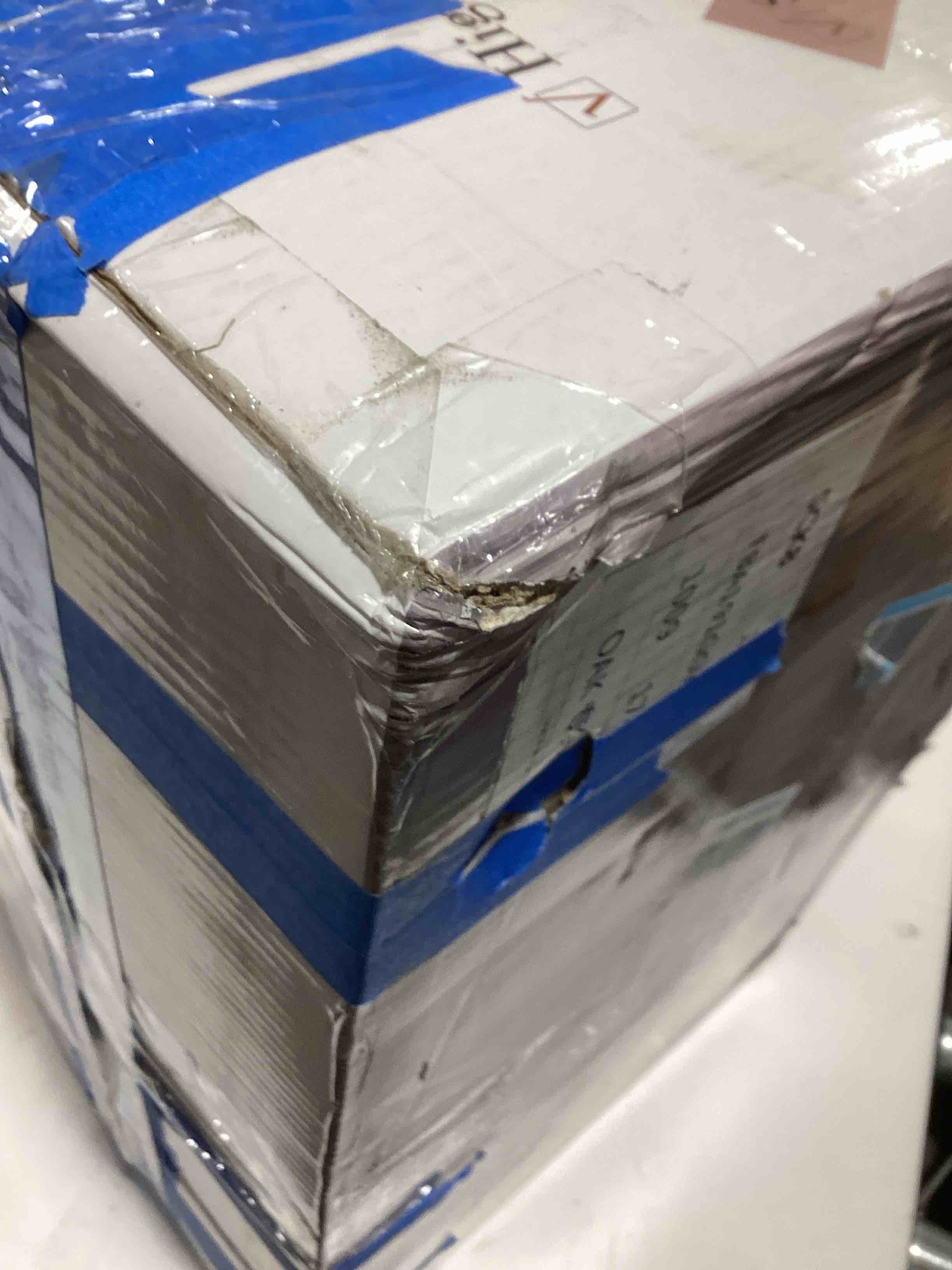 Condition photo showing As Is for IFNOW Upholstered Wall Mounted Headboard, 3D Soundproof Wall Panels Peel and Stick for King Size, Reusable and Removable Tufted Bed Headboard in Light Grey (12 Panels, 10" x 24") Fabric-light Grey King