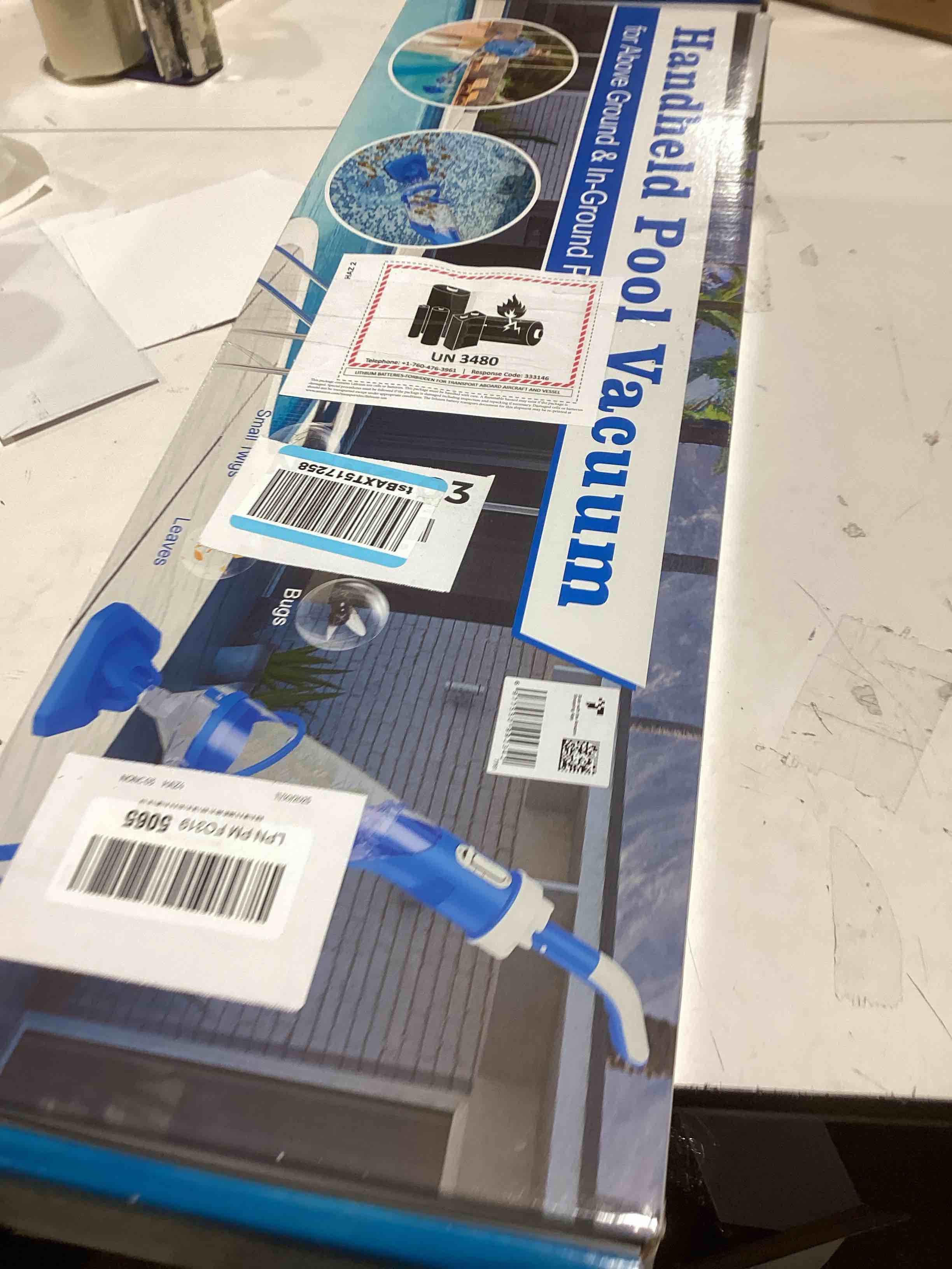 Condition photo showing As Is for Cordless Pool Vacuum with Telescopic Pole, 18.5 GPM Powerful Suction, 1.5H Supercharge Technology, Handheld Rechargeable Pool Vacuum Cleaner for Above Ground/Inground Pools, Hot Tubs, Spas Deep Blue