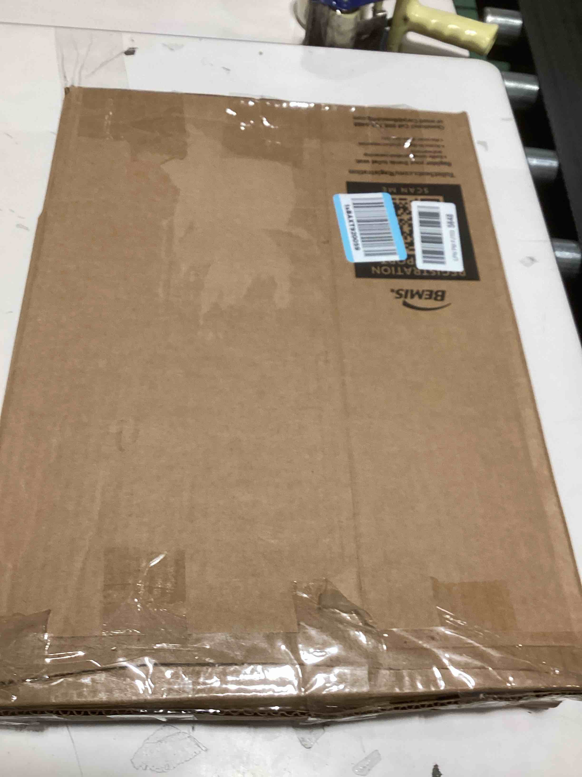 Condition photo showing As Is for Mayfair Cassel Slow Close Toilet Seat, Easy Clean, Non Slip Premium Wood Seat, Easy Install, Made in USA, Elongated, White Elongated 1 - Toilet Seat