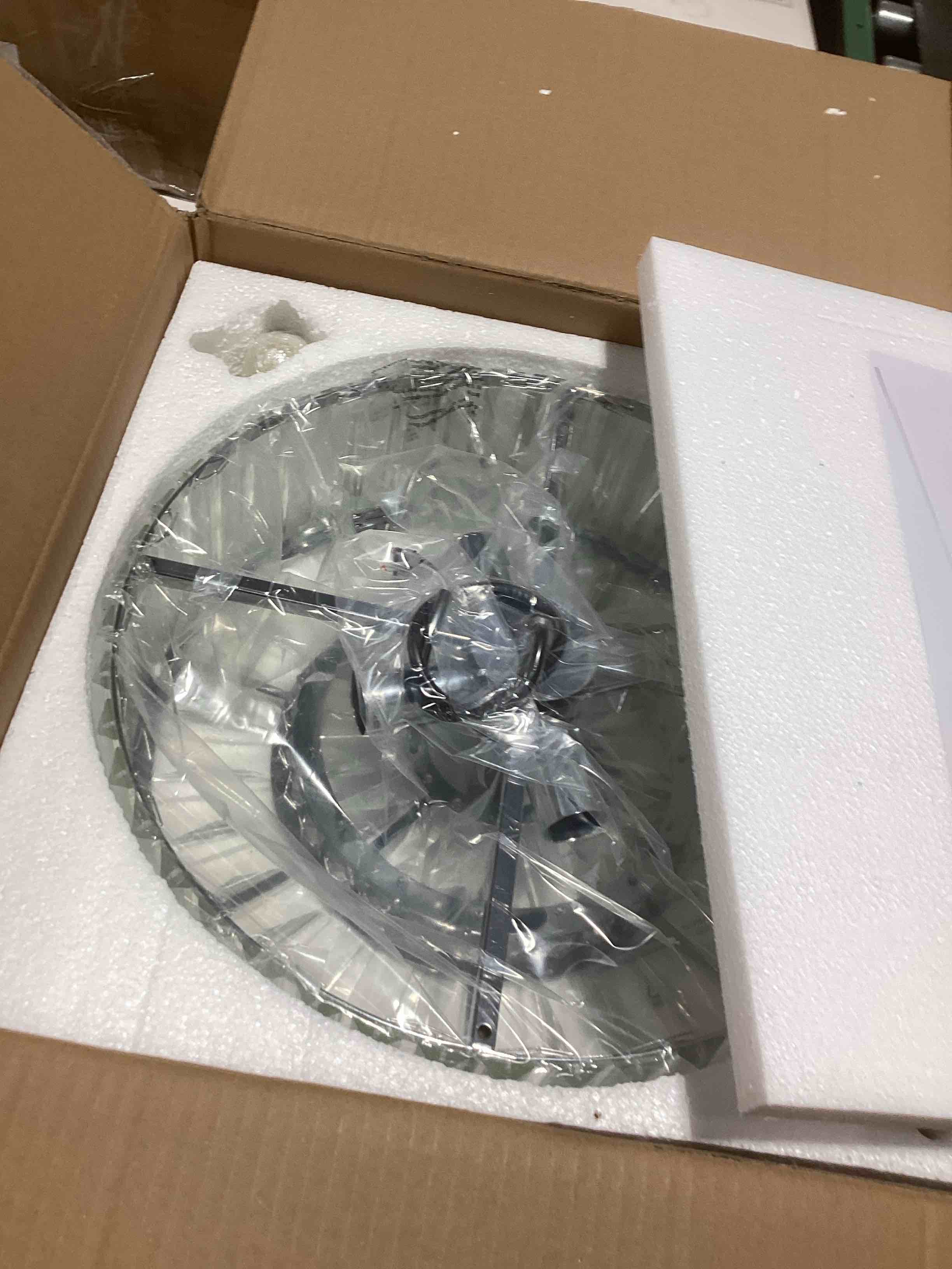 Condition photo showing As Is for modern crystal chandelier (SIMILAR NOT EXACT) (INCOMPLETE)