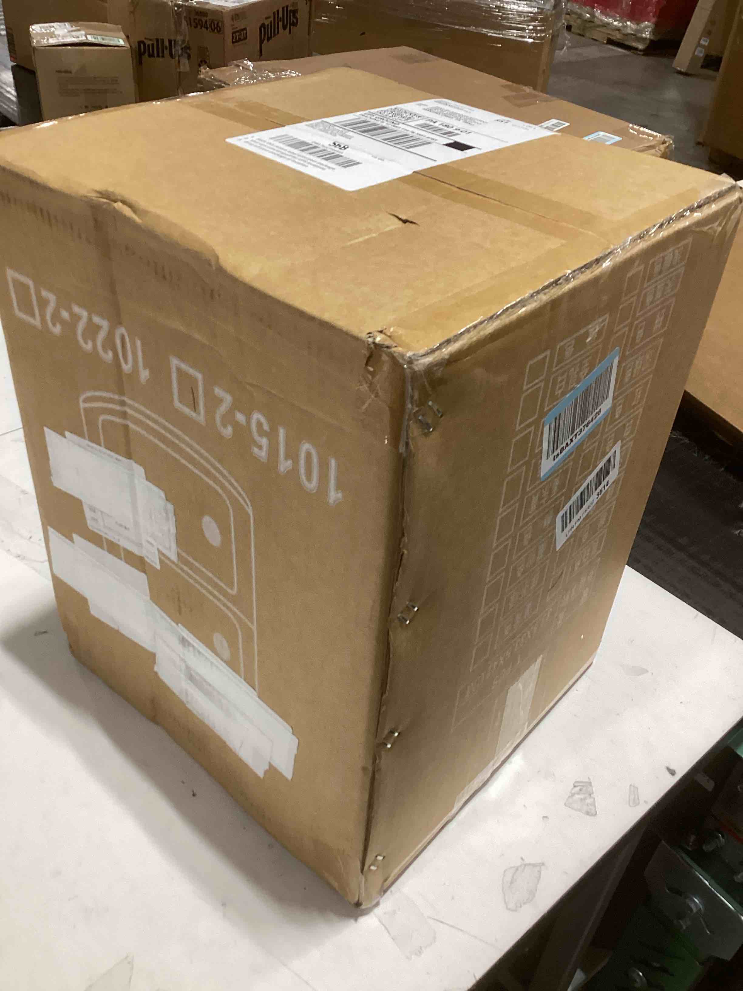 Condition photo showing As Is for 2-Tier Round Bedside Table, Narrow Storage Cabinet, Small Stylish Storage Cabinet, no Installation Required, Suitable for Living Room and Bedroom, Small Space 2 Tier Milky