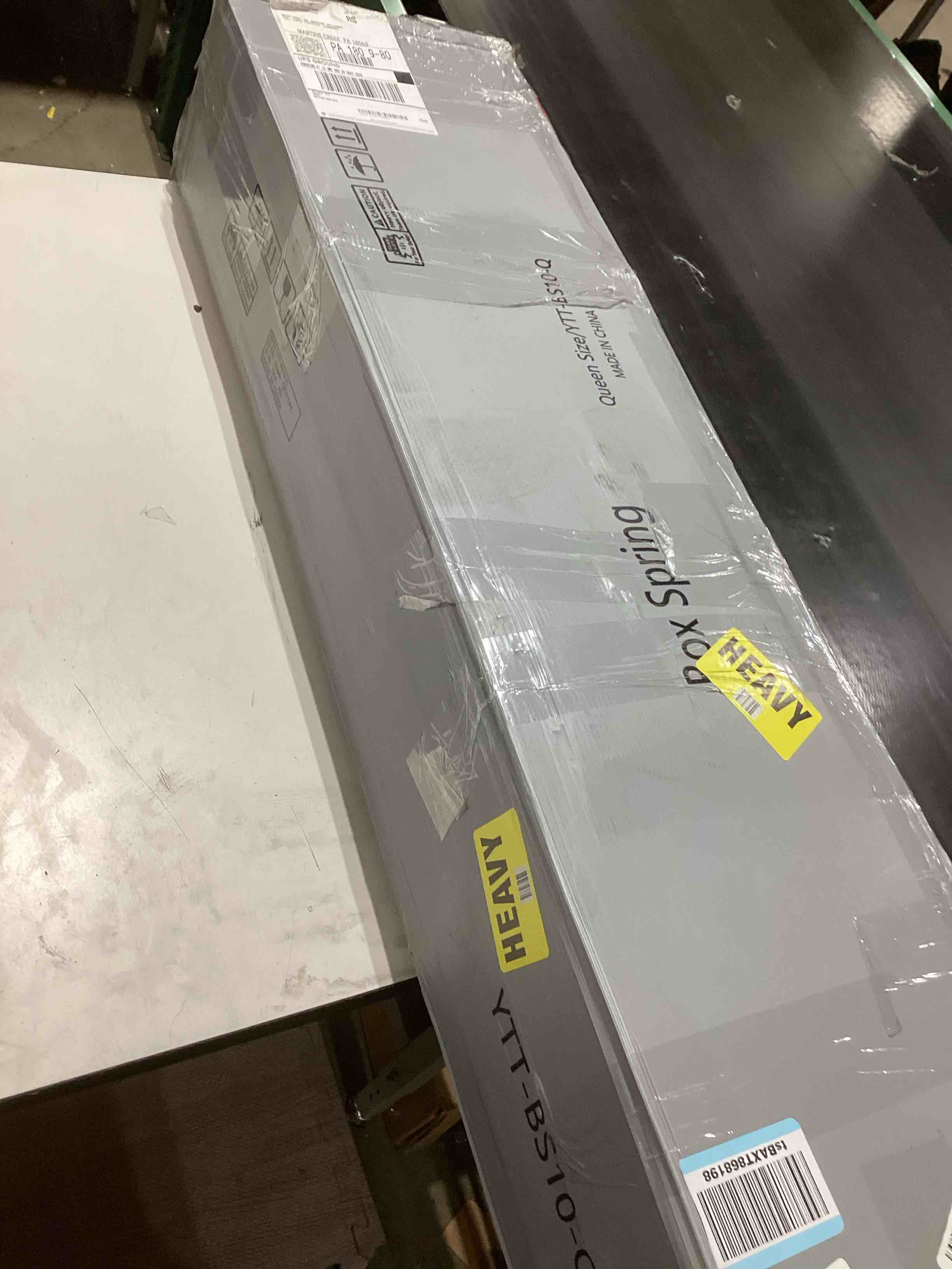 Condition photo showing As Is for Queen Size 10 Inch Box Spring - Heavy Duty Metal Mattress Foundation (2500lbs Capacity), Noise-Free, Easy Assembly with Removable Fabric Cover 10 Inch Queen