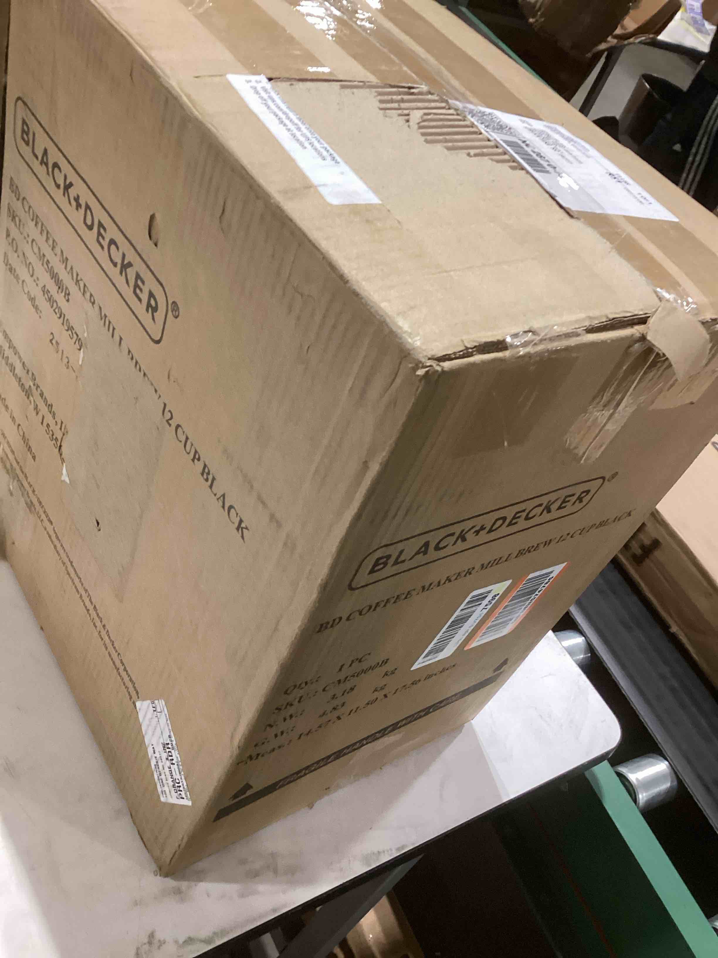 Condition photo showing As Is for BLACK+DECKER 12-Cup Mill and Brew Coffee Maker, Automatic Grind and Brew Drip Coffee Machine, Programmable, Sneak-A-Cup, Reusable Filter. 12-Cup Coffee System