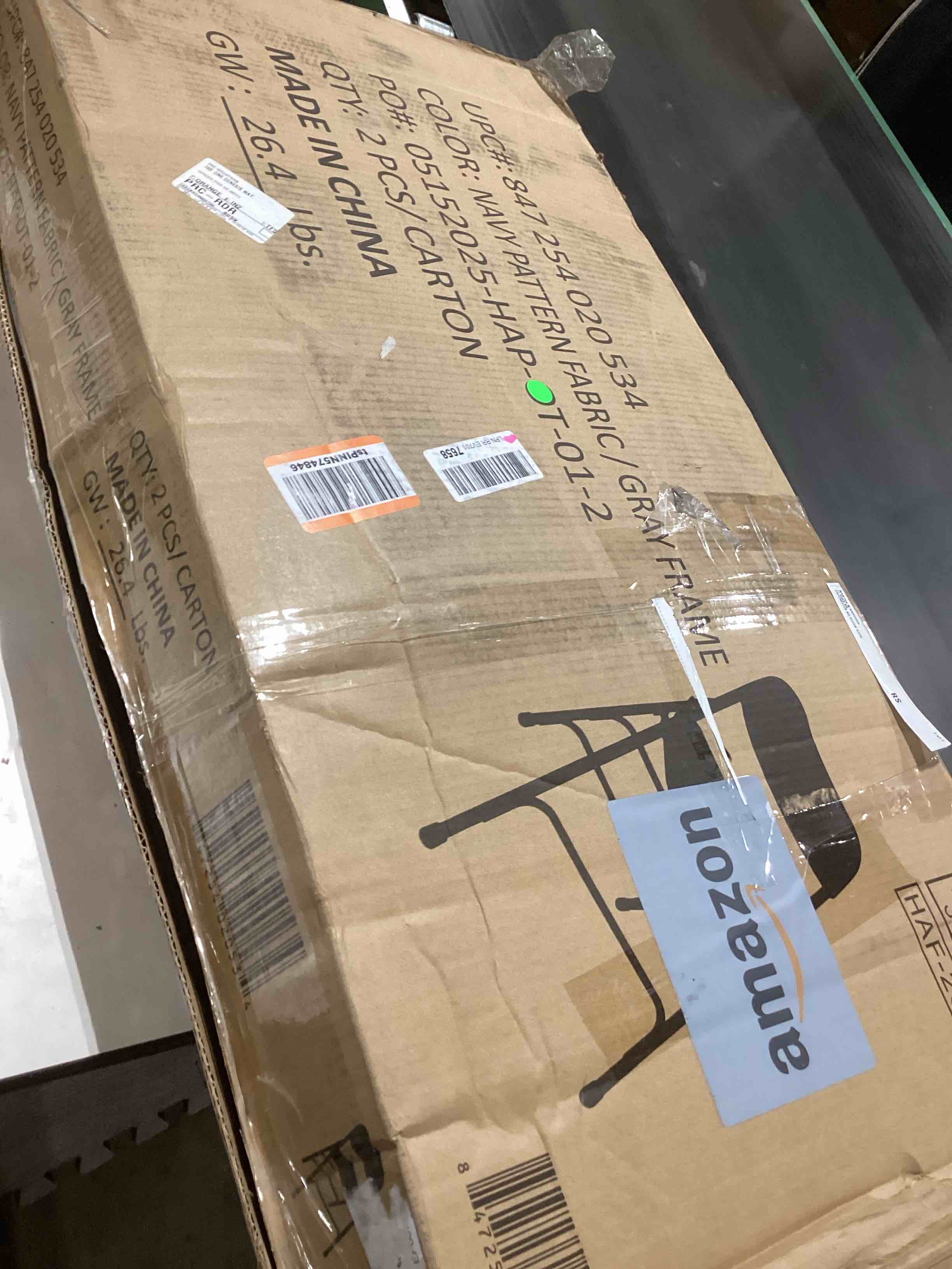 Condition photo showing As Is for Flash Furniture Hercules Series Metal Folding Chairs with Cushioned Seat, Fabric Upholstered Event Chairs with 300-lb. Static Weight Capacity, Set of 4, Navy Navy Fabric/Gray Frame Set of 4