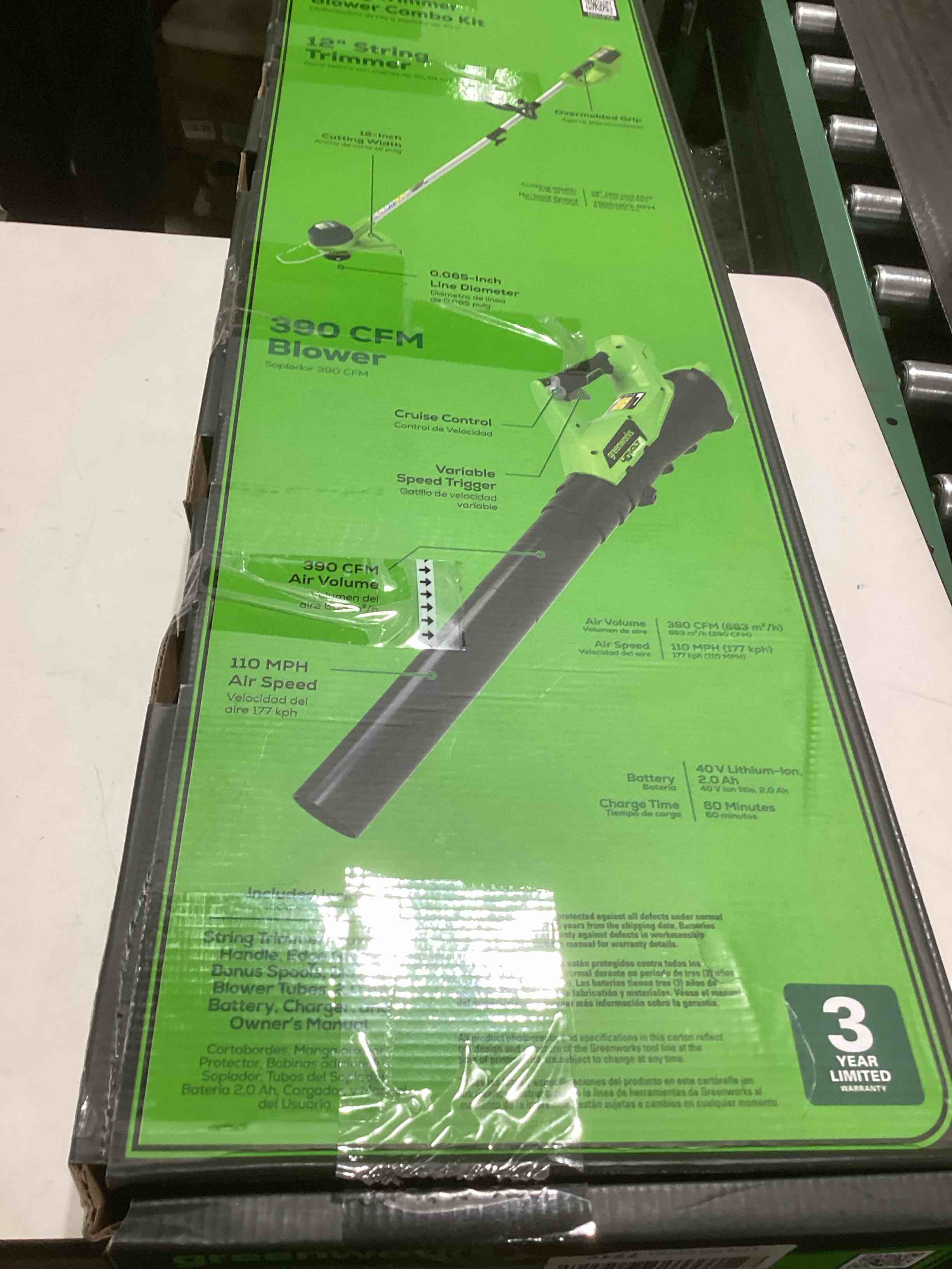 Condition photo showing As Is for Greenworks 40V Lawn Care Combo Kit, Trimmer & Blower for Edging & Leaf Cleanup, 2.0Ah Battery & Charger (Gas-Free Yard Duo) 40V Trimmer + Blower (2.0Ah)