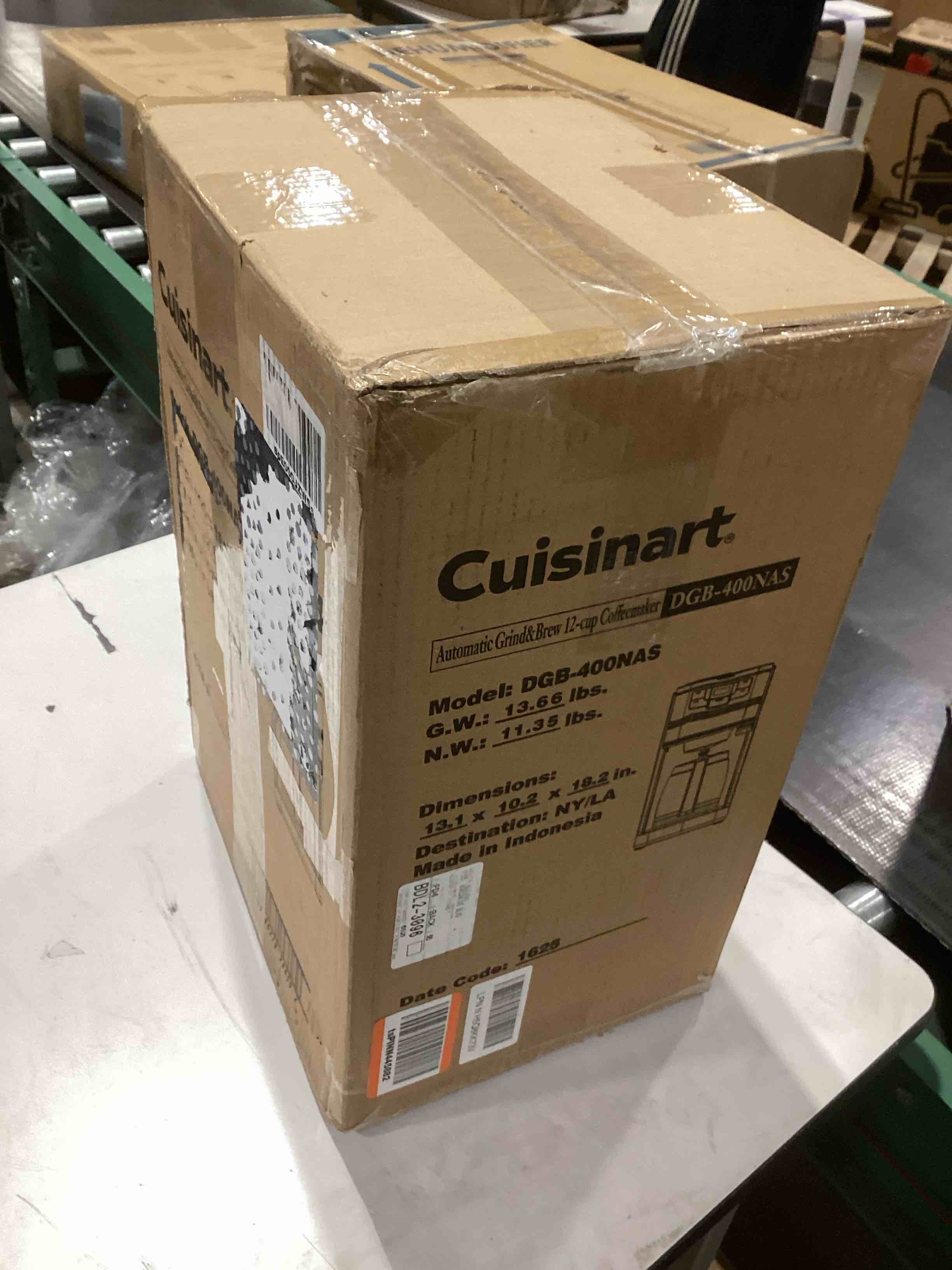 Condition photo showing As Is for Cuisinart Automatic Grind & Brew 12-Cup Coffee Maker with Blade Grinder, Programmable Coffee Machine Glass Carafe with 1-4 Cup Setting, Brew Pause, Grind-Off Option, DGB-400NAS, Black/Stainless Steel 12-Cup Glass Automatic Grind & Brew Black/Stainless