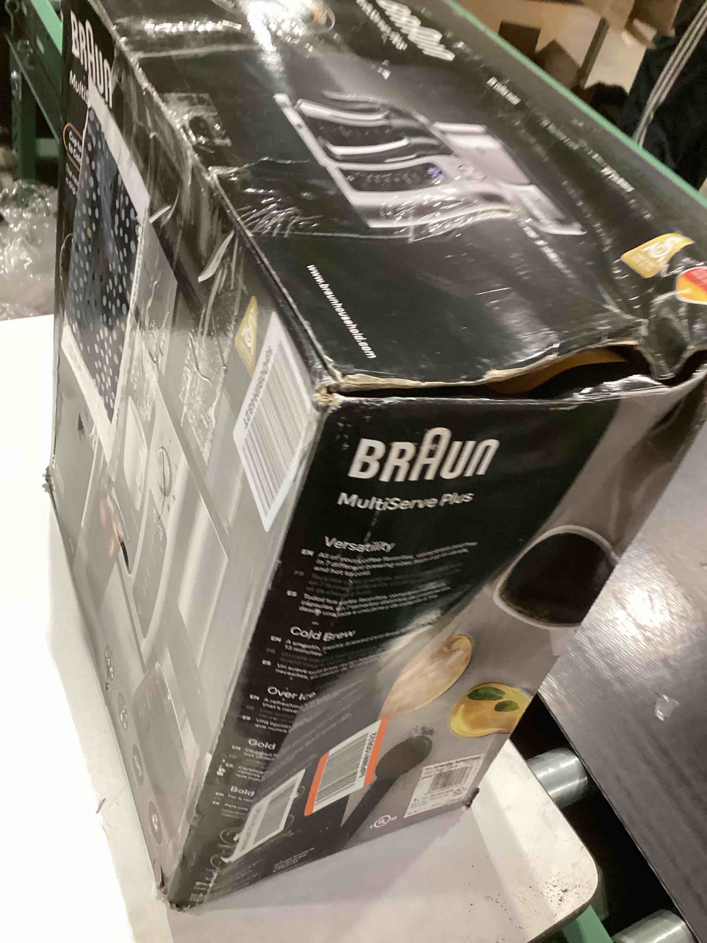 Condition photo showing As Is for Braun MultiServe Plus 10-Cup Drip Coffee Maker - Hot & Cold Multi-Serve Brewer with Timer and Auto Start, Hot Water Dispenser, Over Ice Function, Stainless Steel & Pod-Free Design, KF9370SI