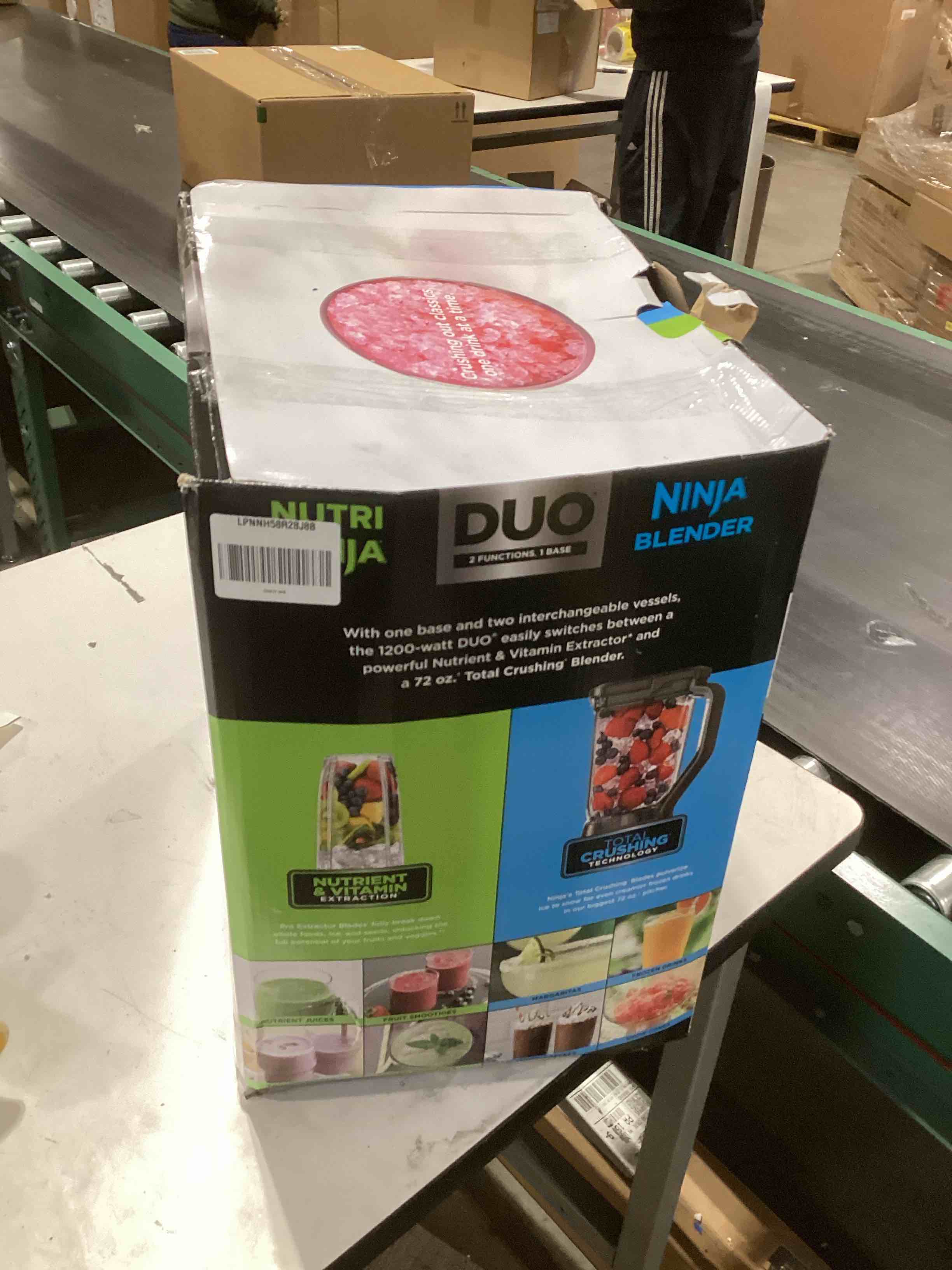 Condition photo showing As Is for Ninja BL642 Nutri Ninja Personal & Countertop Blender with 1200W Auto-iQ Base, 72 oz. Pitcher, and 18, 24, & 32 oz. To-Go Cups with Spout Lids, For Smoothies, Shakes & More, Dishwasher Safe, Black