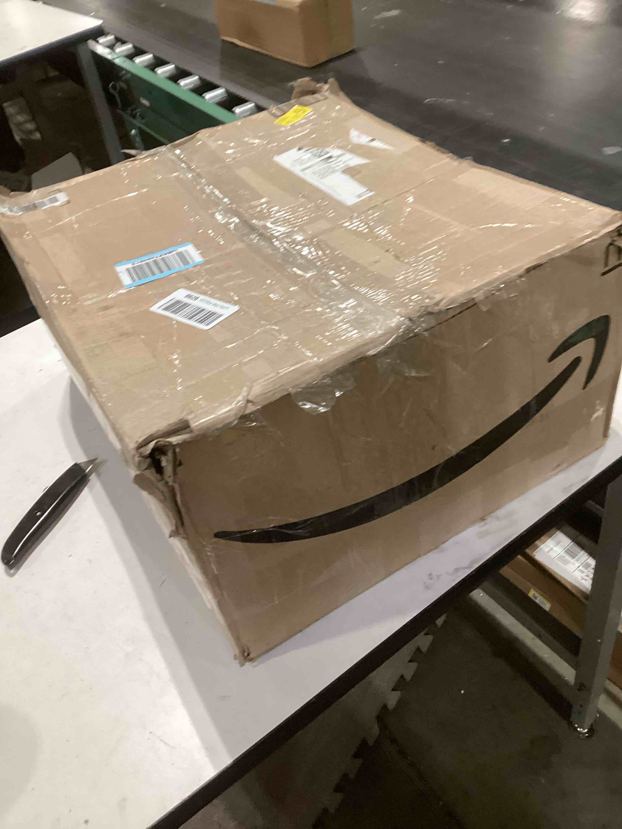 Condition photo showing As Is for 7 x 20FT Outdoor Clear Tarp Curtain Waterproof Wind-Proof 24 Mil Transparent Vinyl Tarp for Patio Pergola Garden Canopy Rainproof Anti-Tear PVC Thick Cover with Grommets