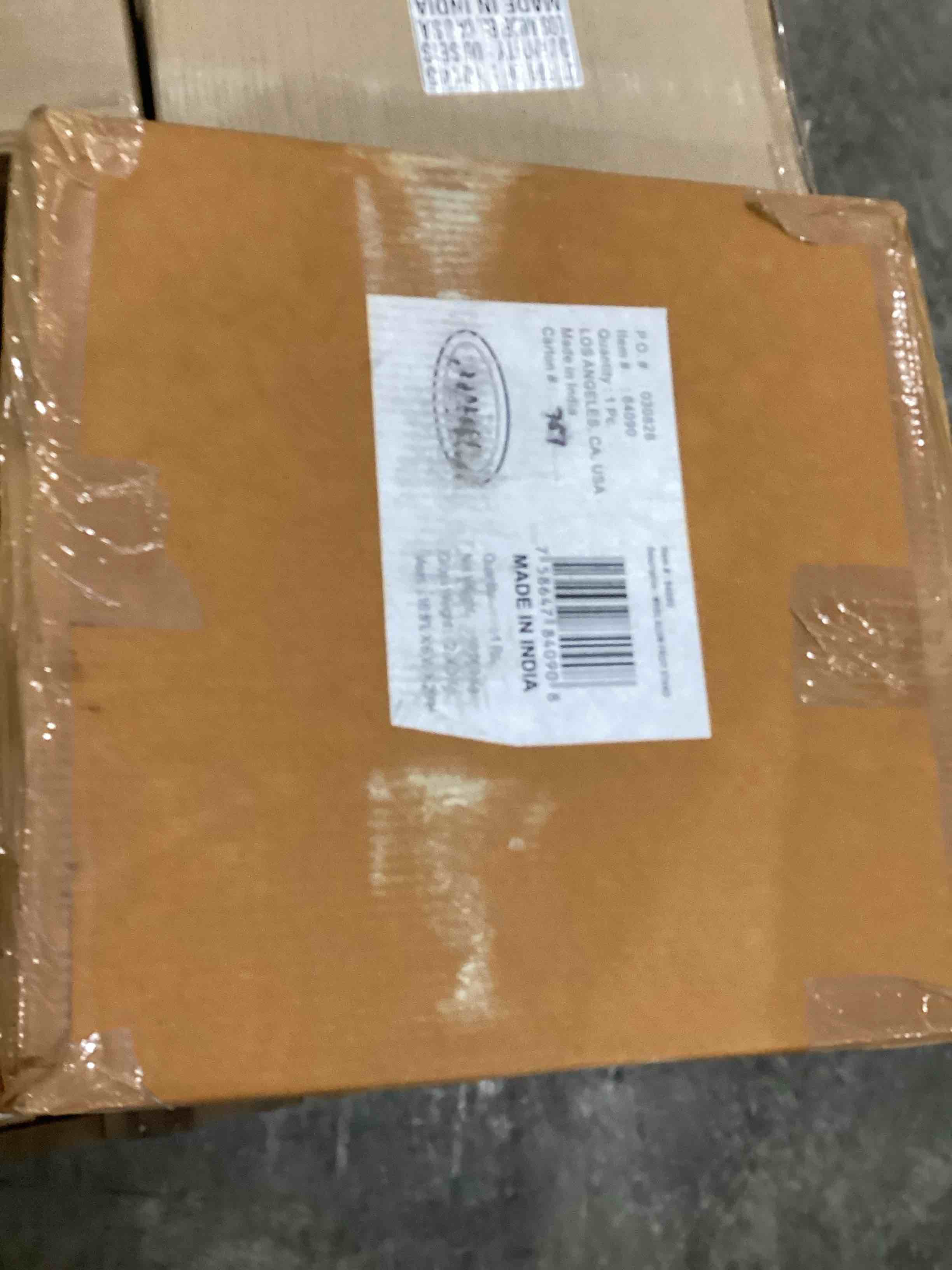 Gray Marble 3 Level Tiered Server with Gold Post, 14" x 14" x 27"