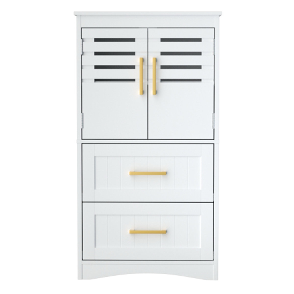 Bathroom Floor Storage Cabinet,Freestanding Bathroom Cabinet with 2 Drawers and 2 Doors,Storage Cabinet with 5 Adjustable Height Shelf, 23.62 x 11.81 x 43.3Inches, White