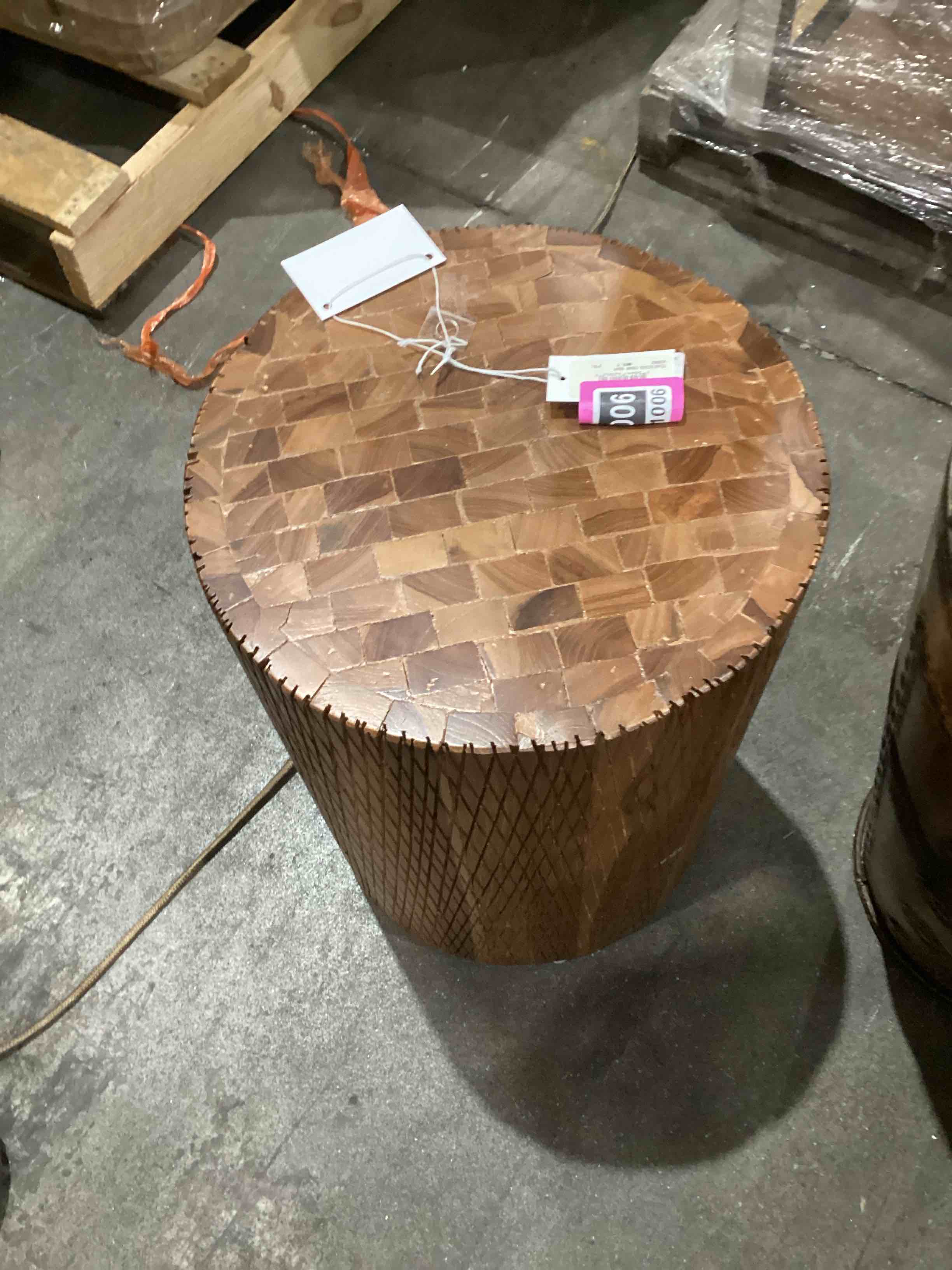 UMA Dark Brown Teak Wood Intricately Carved Side End Accent Table, 12" x 12" x 18