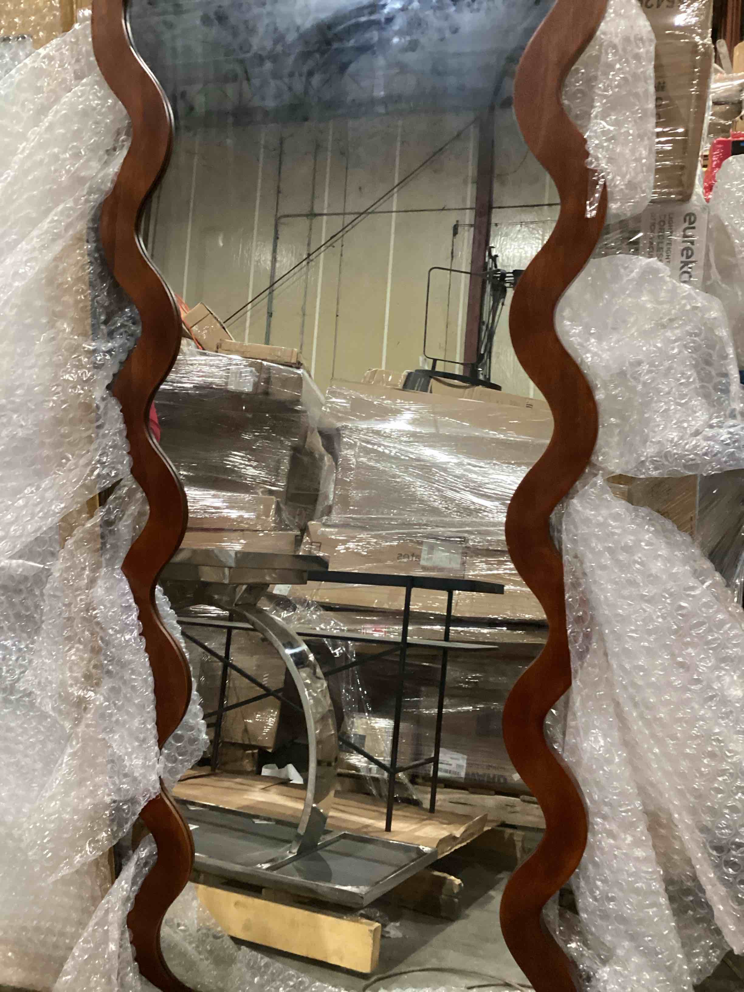 wavy wood mirror 
