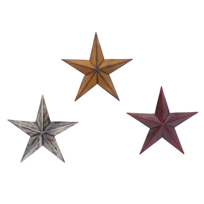 UMA Multi Colored Metal Star Indoor Outdoor Home Wall Decor, Set of 3