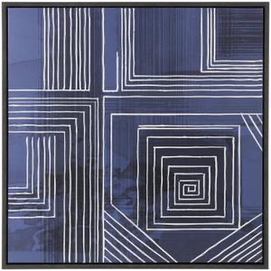 Blue Canvas Geometric Living Room Framed Wall Art