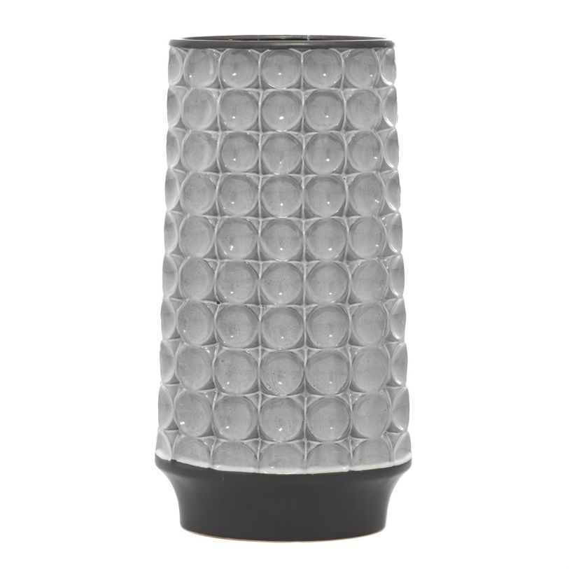 UMA Silver Ceramic Decorative Vase, 9" x 5" x 18" 