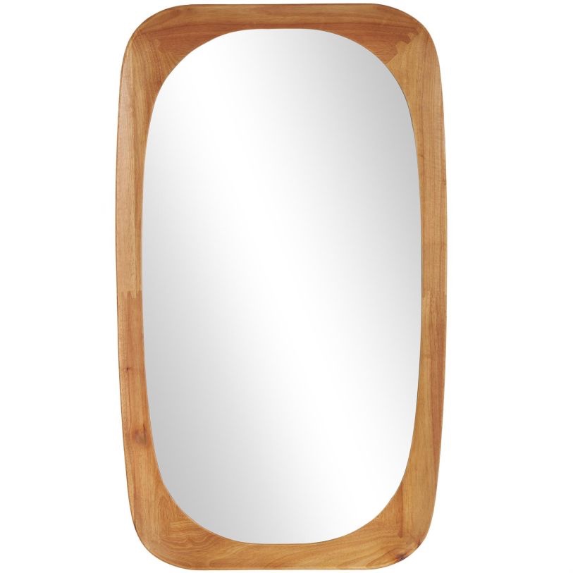 UMA Brown Wood Oval Minimalistic Room Wall Mirror