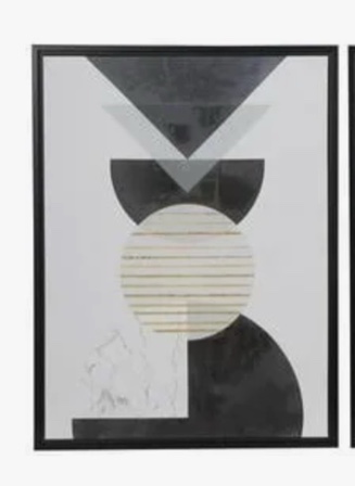 DecMode Mid Century Modern Geometric Abstract Framed Wall Art