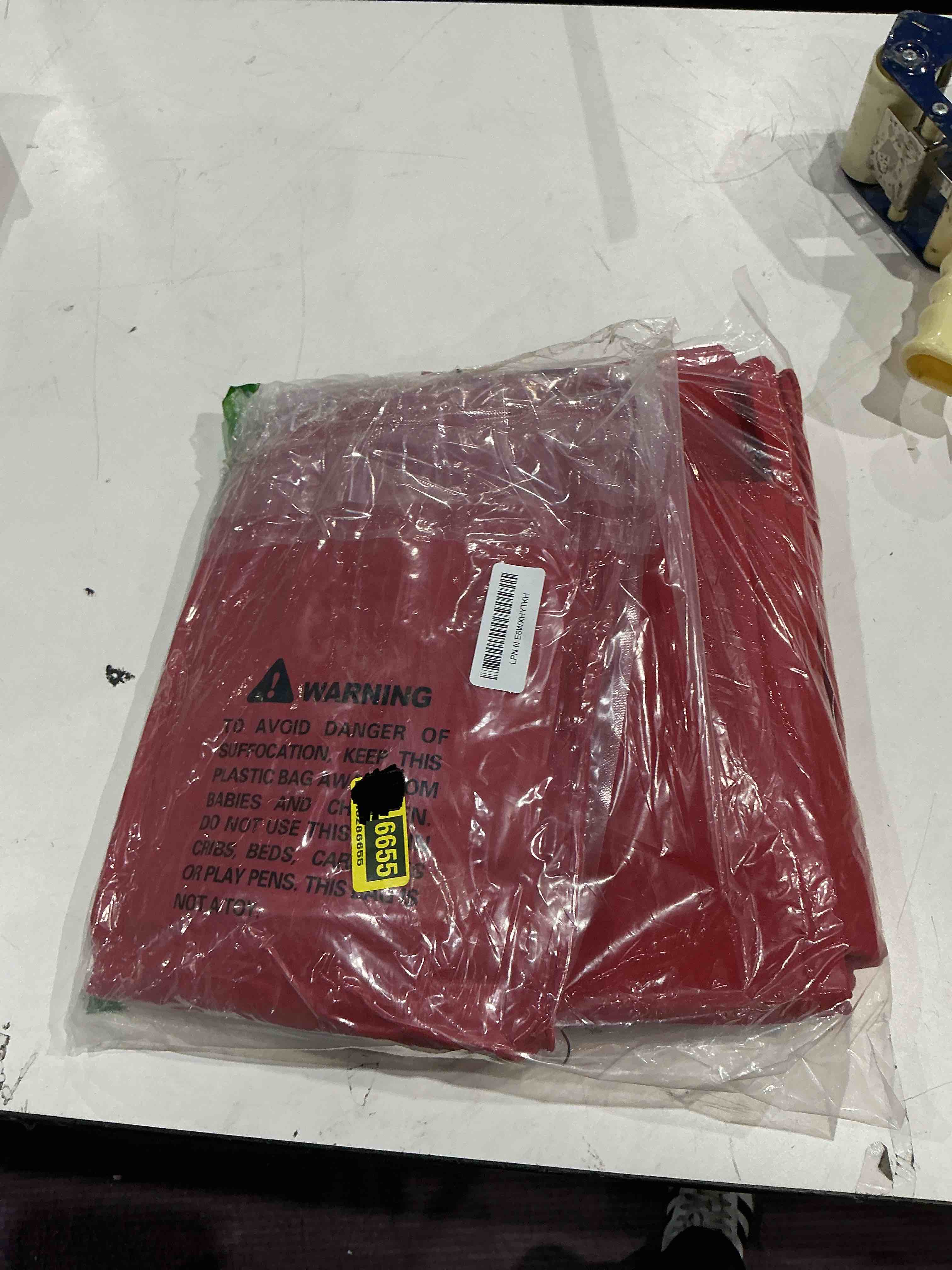 Condition photo showing As Is for smiry 6 pack rectangle picnic table cloth, waterproof elastic fitted tablecloths, washable polyester rectangular patio table cover for camping, indoor and outdoor (red, 30"x96") 30*96 inch red