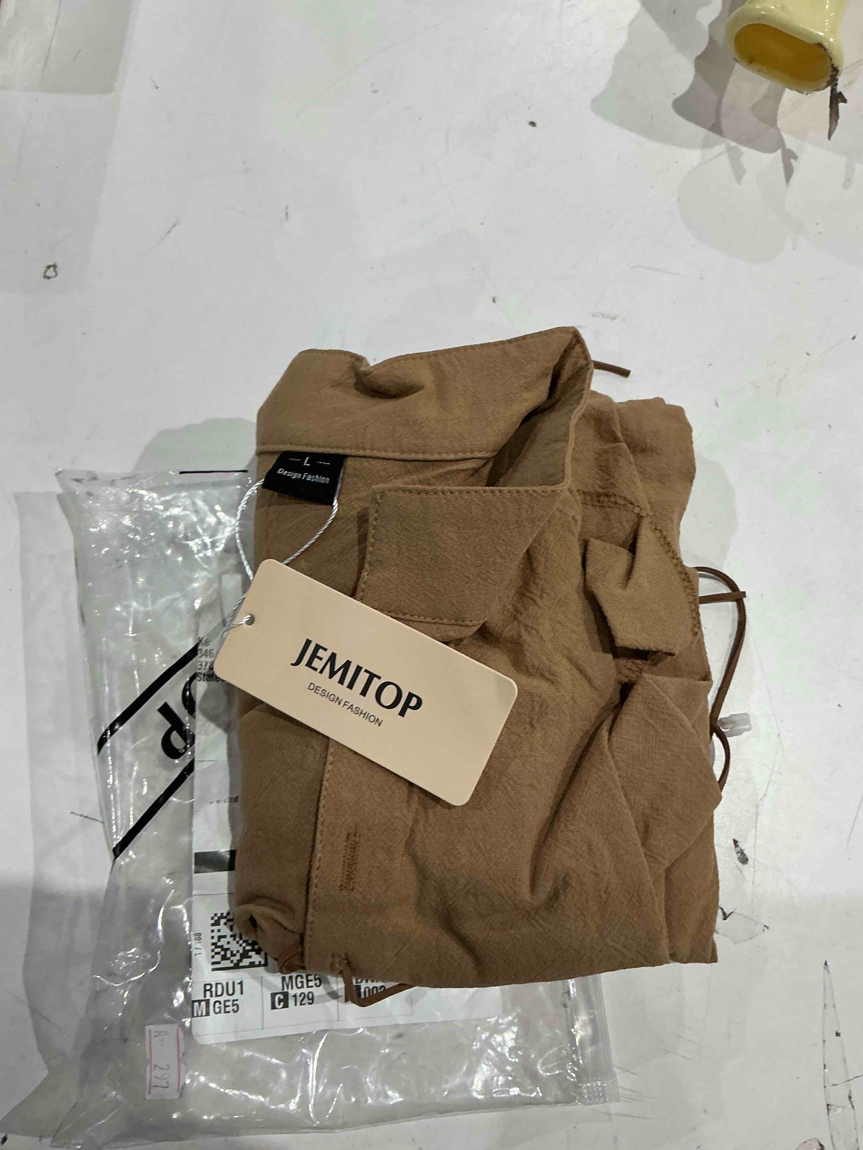 Condition photo showing Good Condition for jemitop men's pure cotton retro lace up shirts for renaissance pirate medieval viking dark khaki large