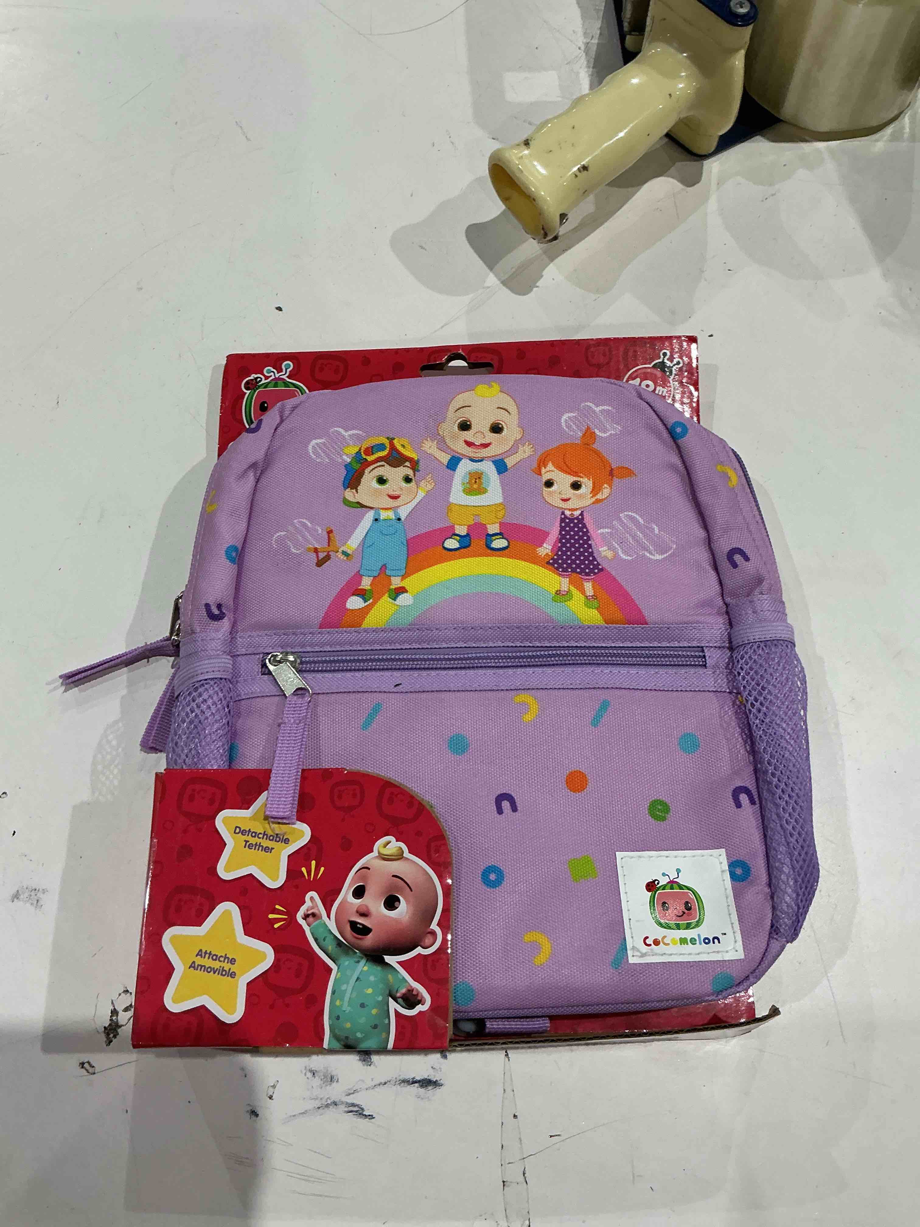 cocomelon kids backpack with safety leash,anti-lost children toddler backpack for boys girls baby (rainbow lilac)