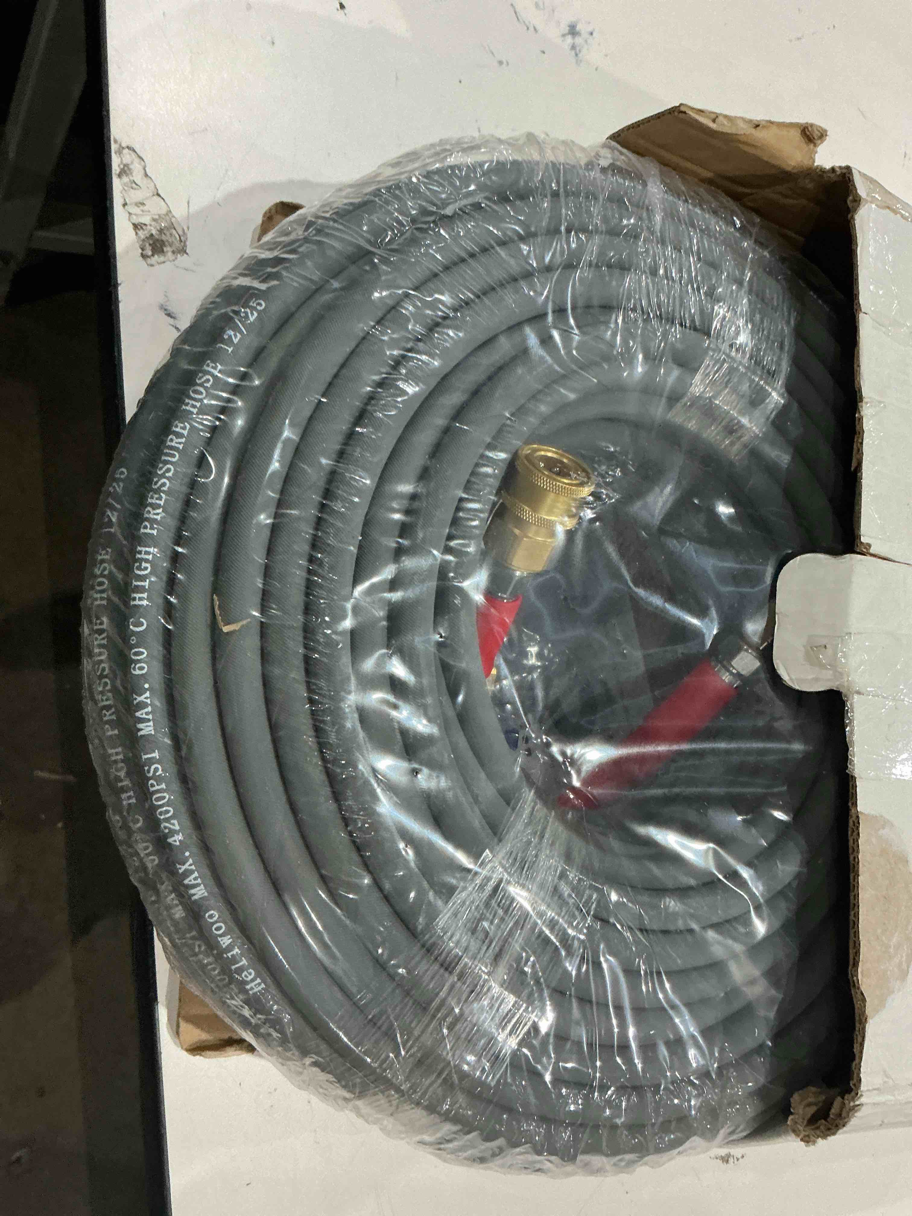 pressure washer hose 200ft, 4200psi 1/4 inch kink resistant power washer extension hose, flexible heavy duty replacement hose, compatible with m22 14mm fittings, high tensile wire braid
