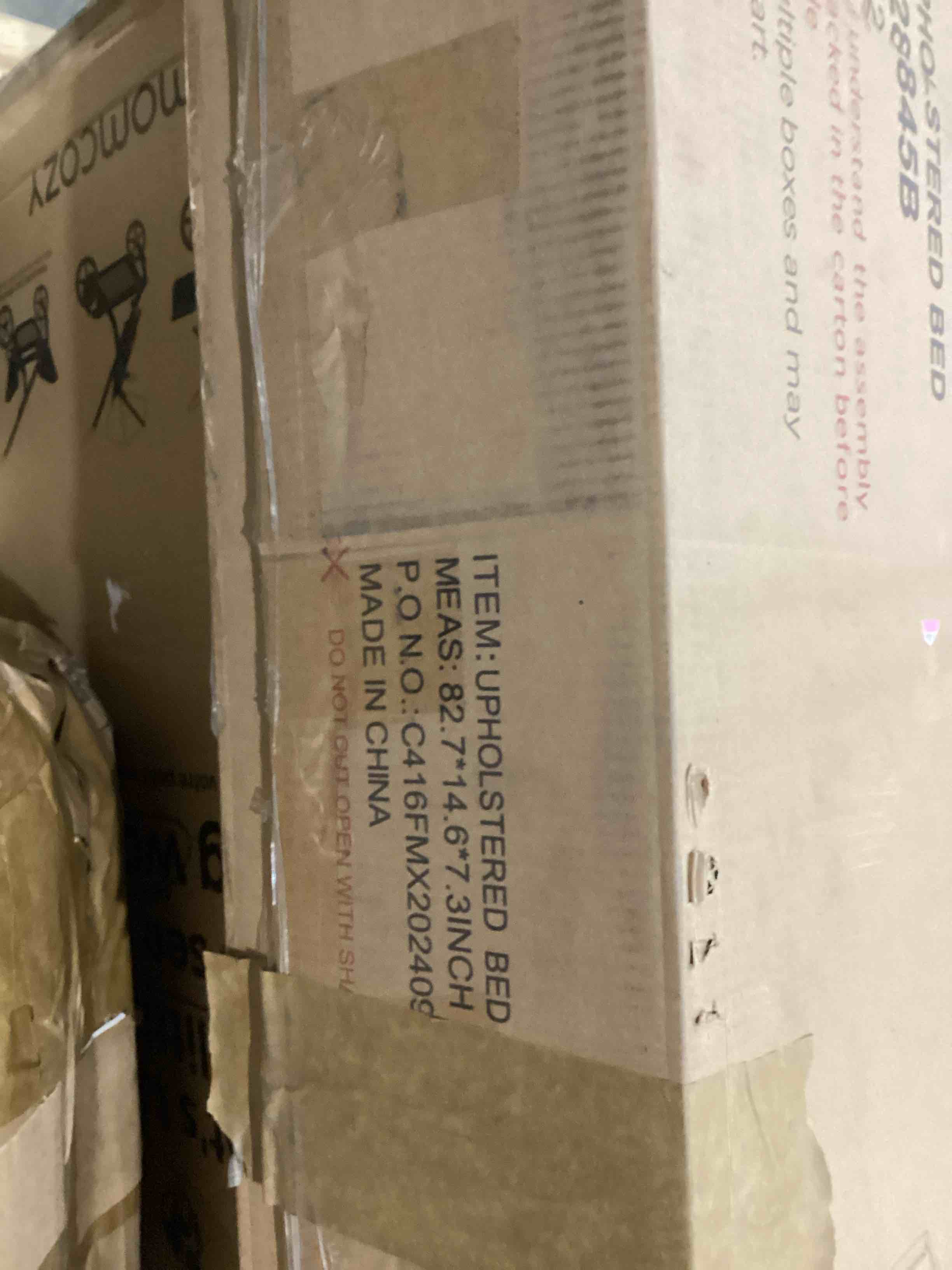 ITEM: UPHOLSTERED BED N757P228845B BOX: 2 OF 2 You must read and understand the assembly instruction sheet packed in the carton before you start to assemble Sets often ship in multiple boxes and may arrive a day or two apart.