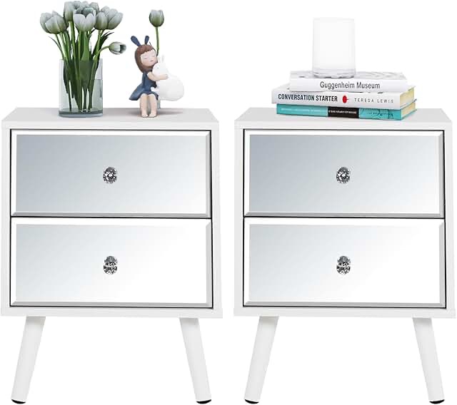 white mirror night stands (set of 2)