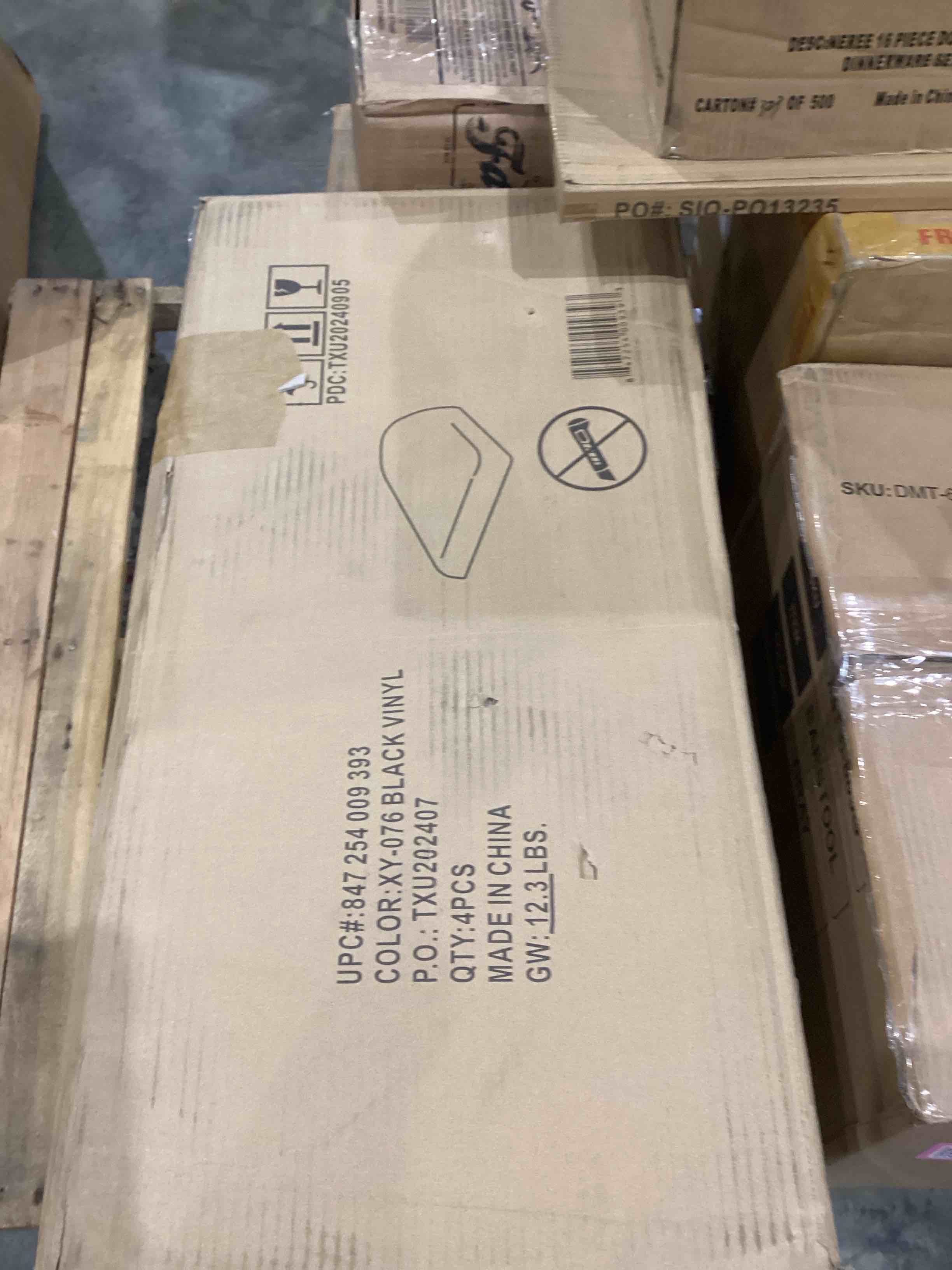 Back Chair Cushion Vinyl Black 4pk