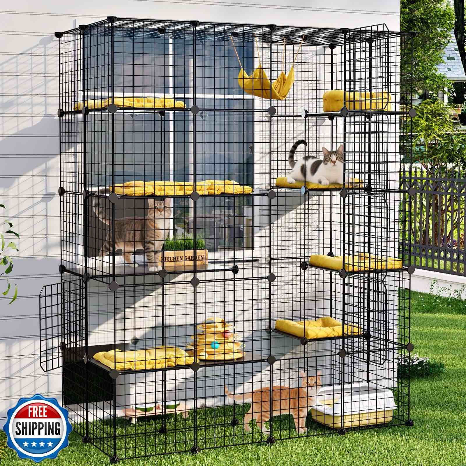 Oneluck Outdoor Cat Cage with Extra Large Entrance Doo
