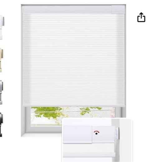 No-drill cellular blinds for interior windows, honeycomb type, thermal insulation and noise reduction, blackout, cordless, white, 20 1/2 inches wide x 64 inches high